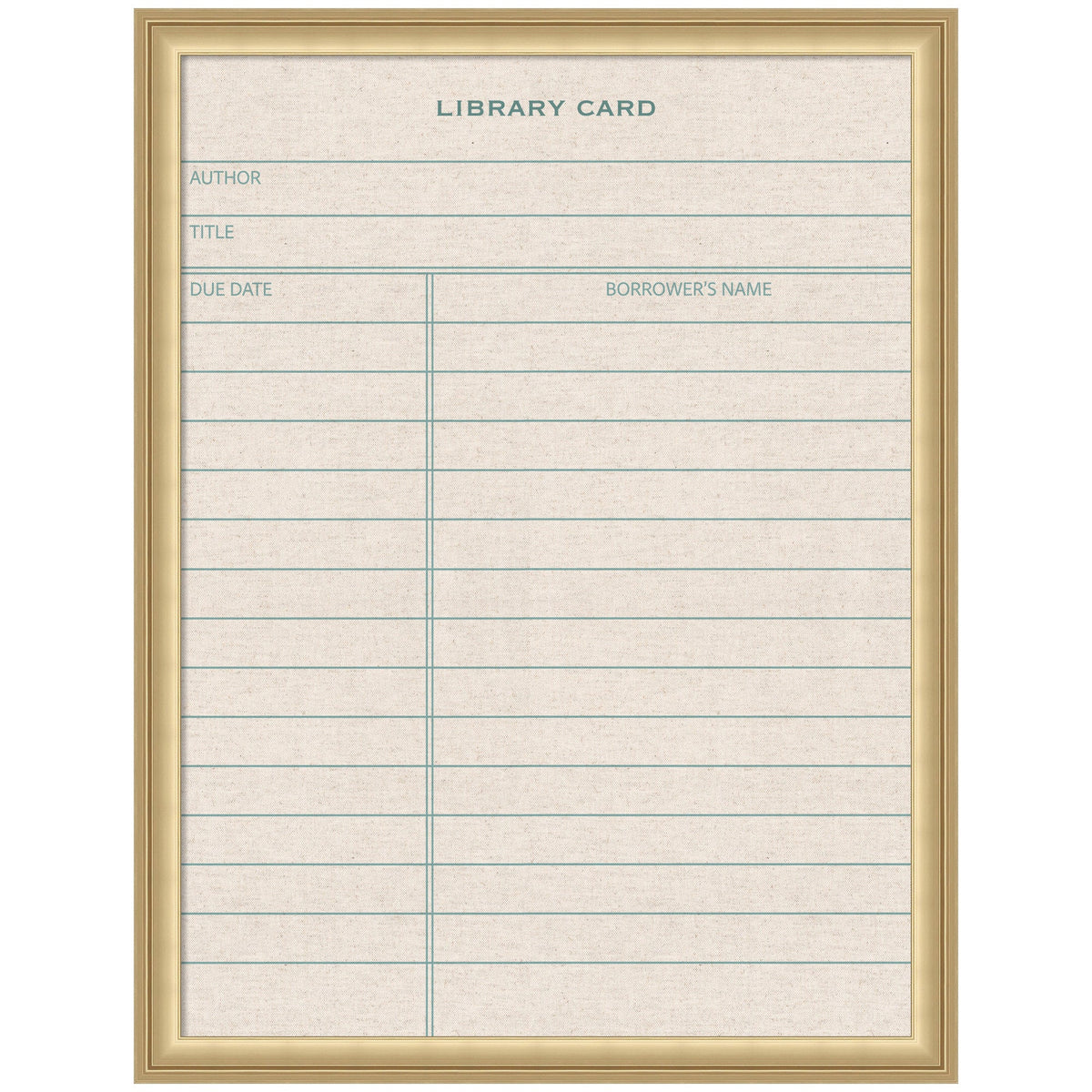 Framed Fabric Pinboard Linen Library Card