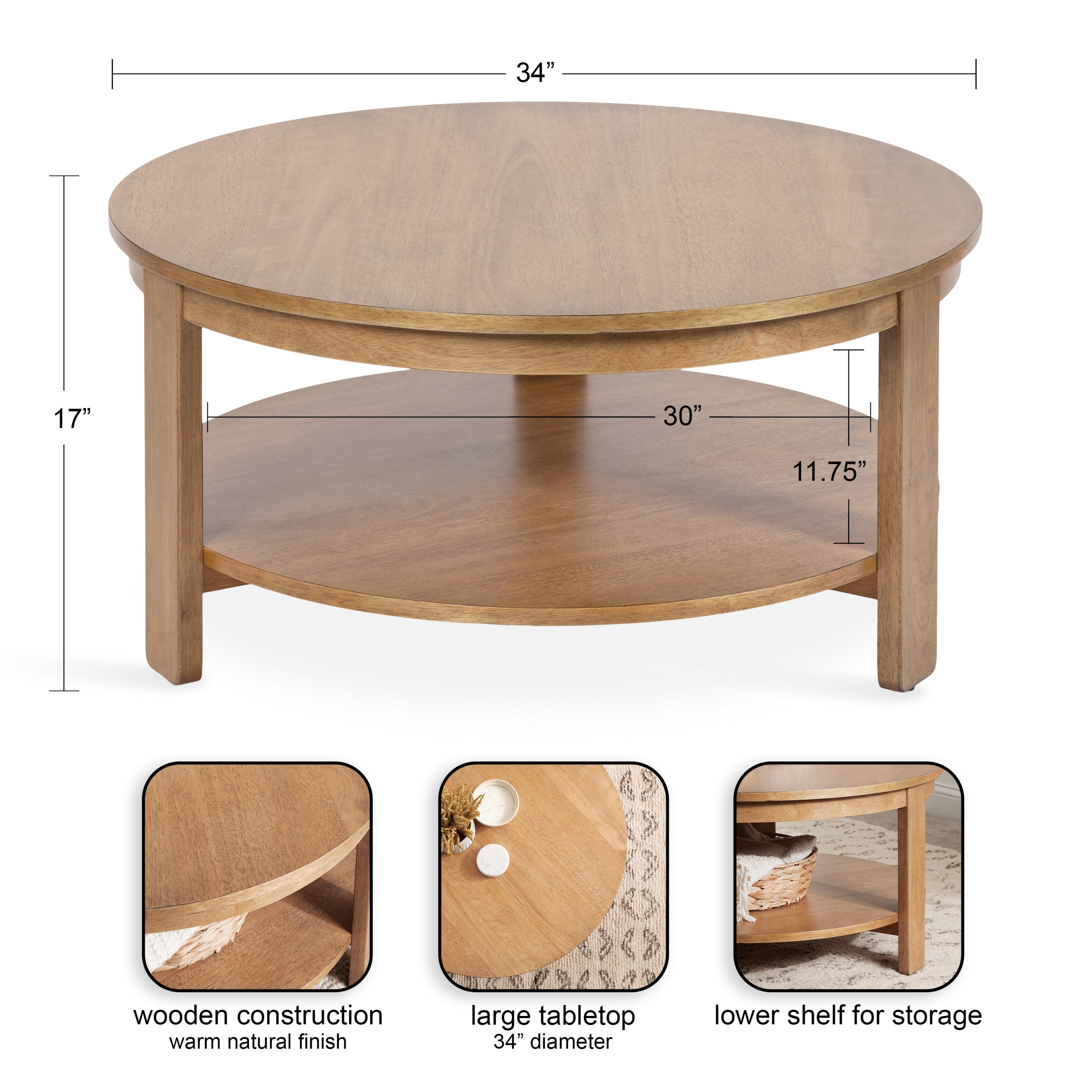 Foxford Round Wood Coffee Table