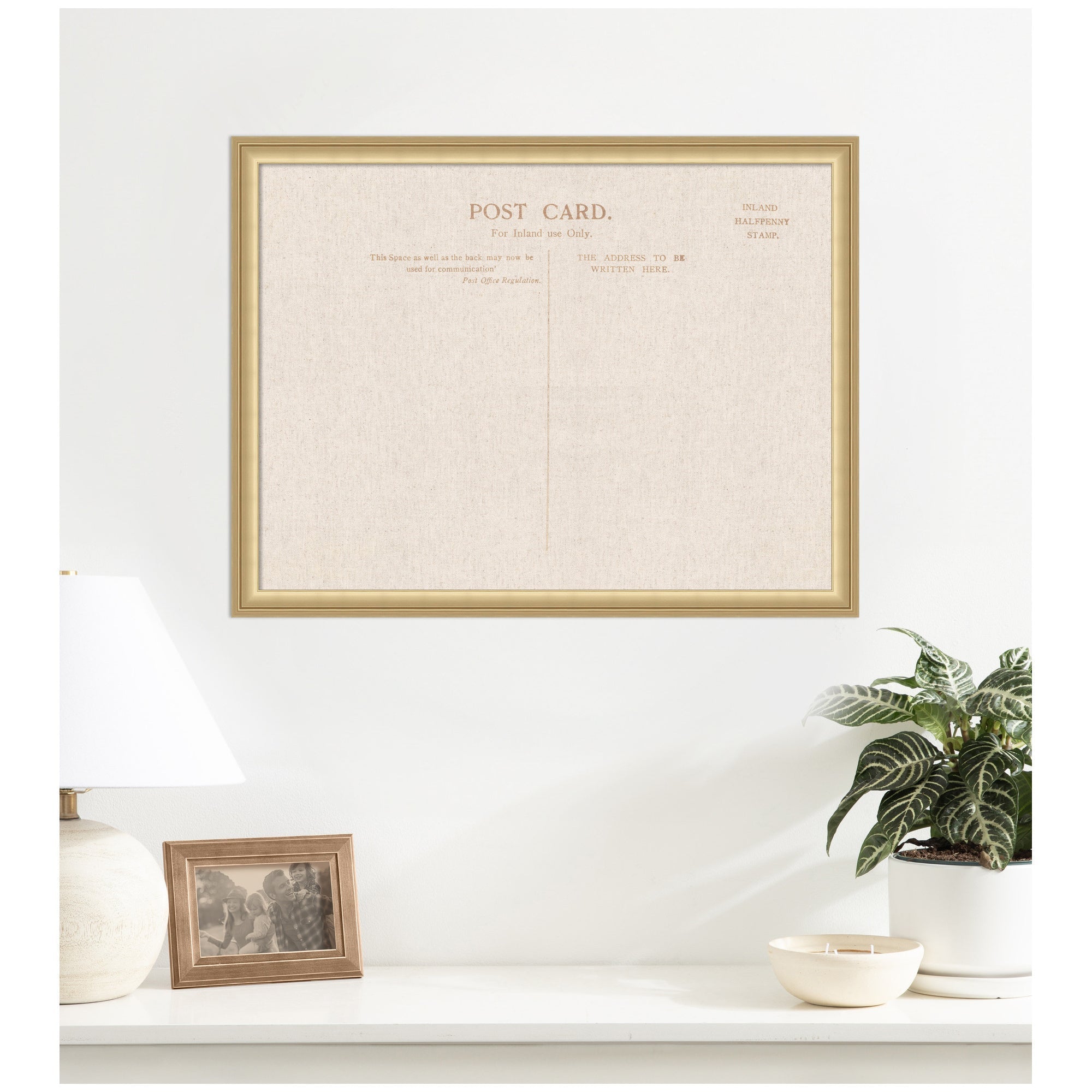 Framed Fabric Pinboard Linen Vintage Post Card Wall Organization