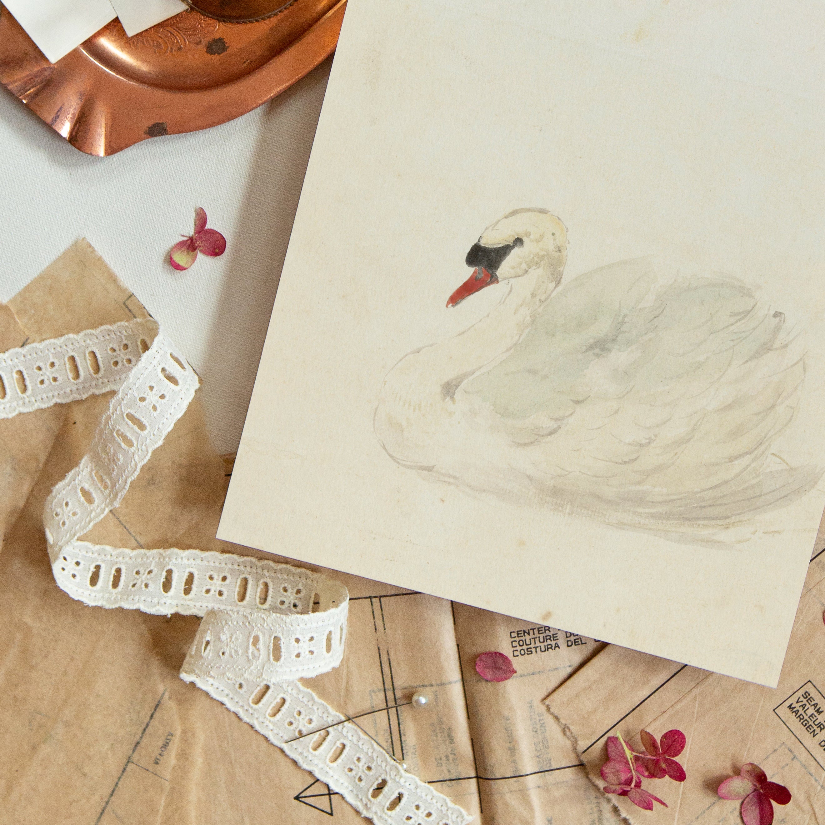 Ivory Swan Canvas Wall Art . Square