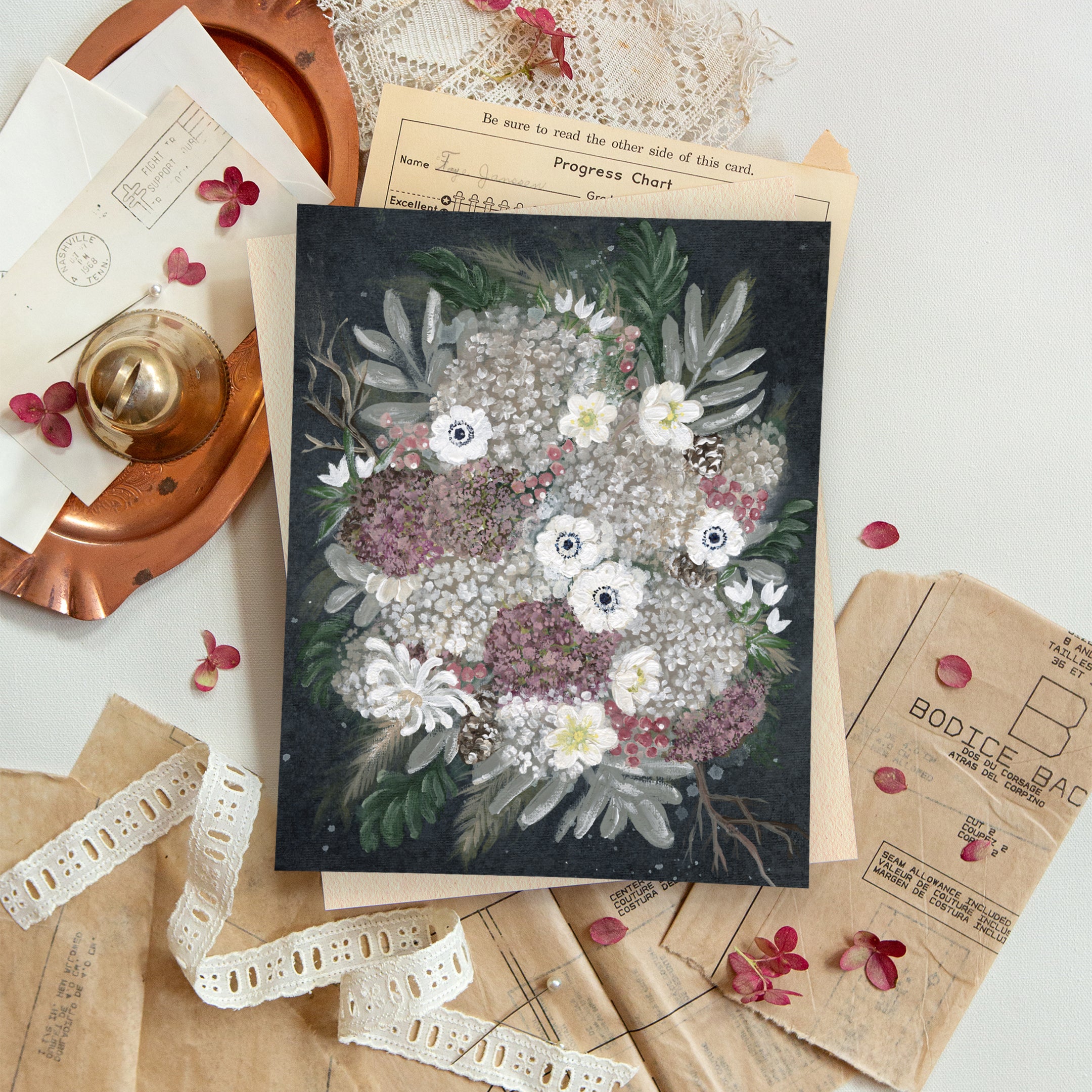 art print of Moonlit Blooms, size 8 x 10