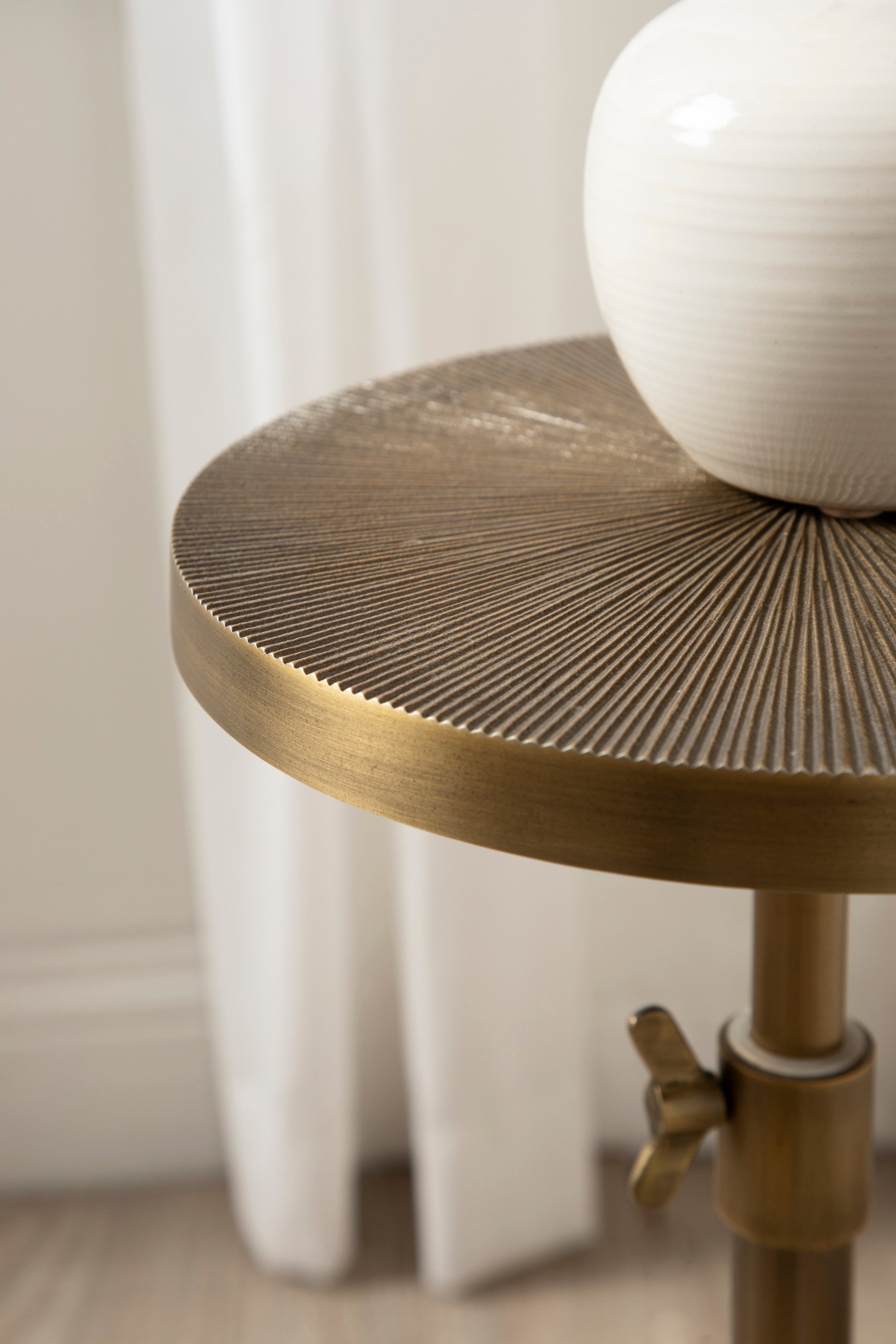 Engles Adjustable Embossed Metal Table and Plant Stand