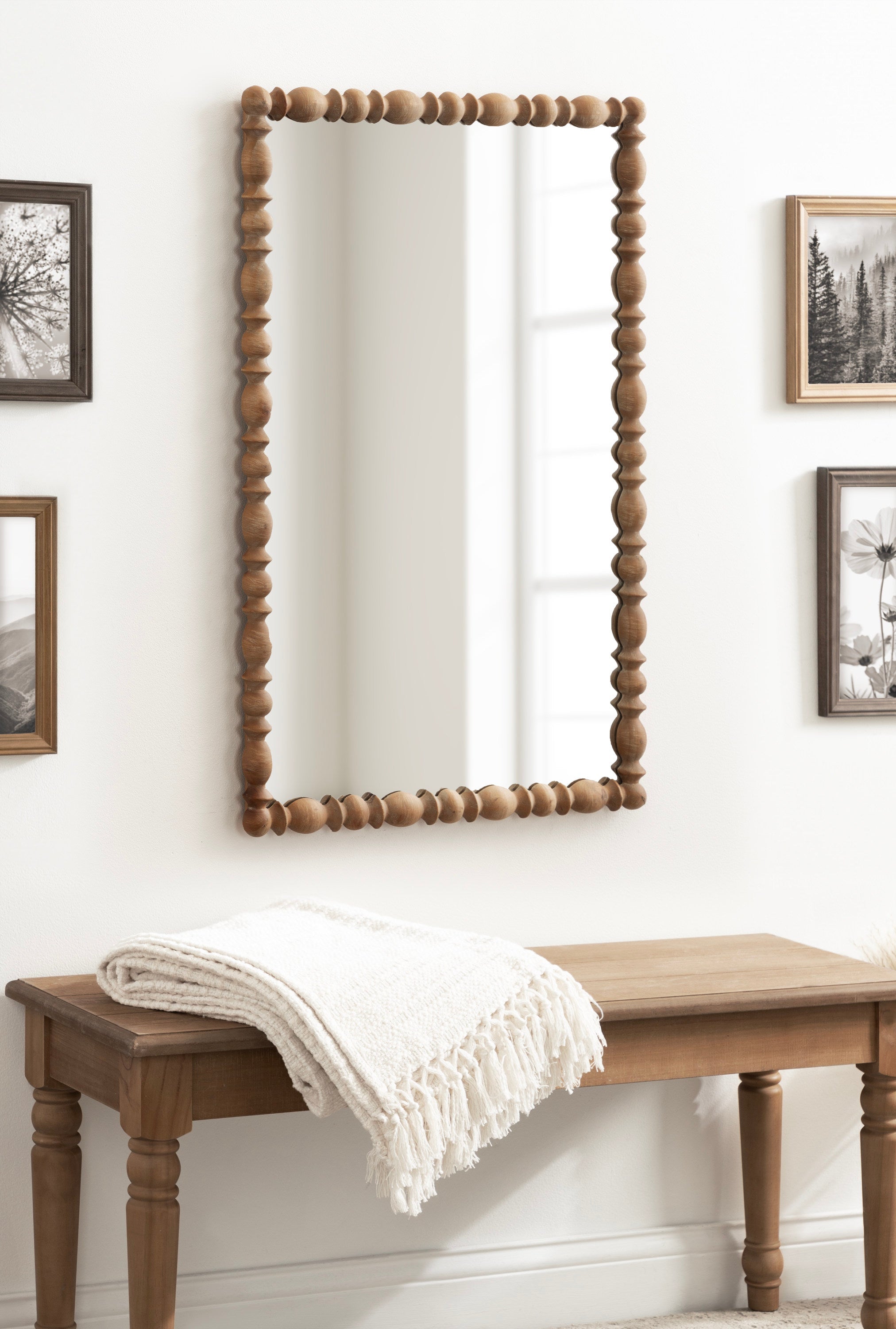Prindle Turned Wood Rectangle Mirror