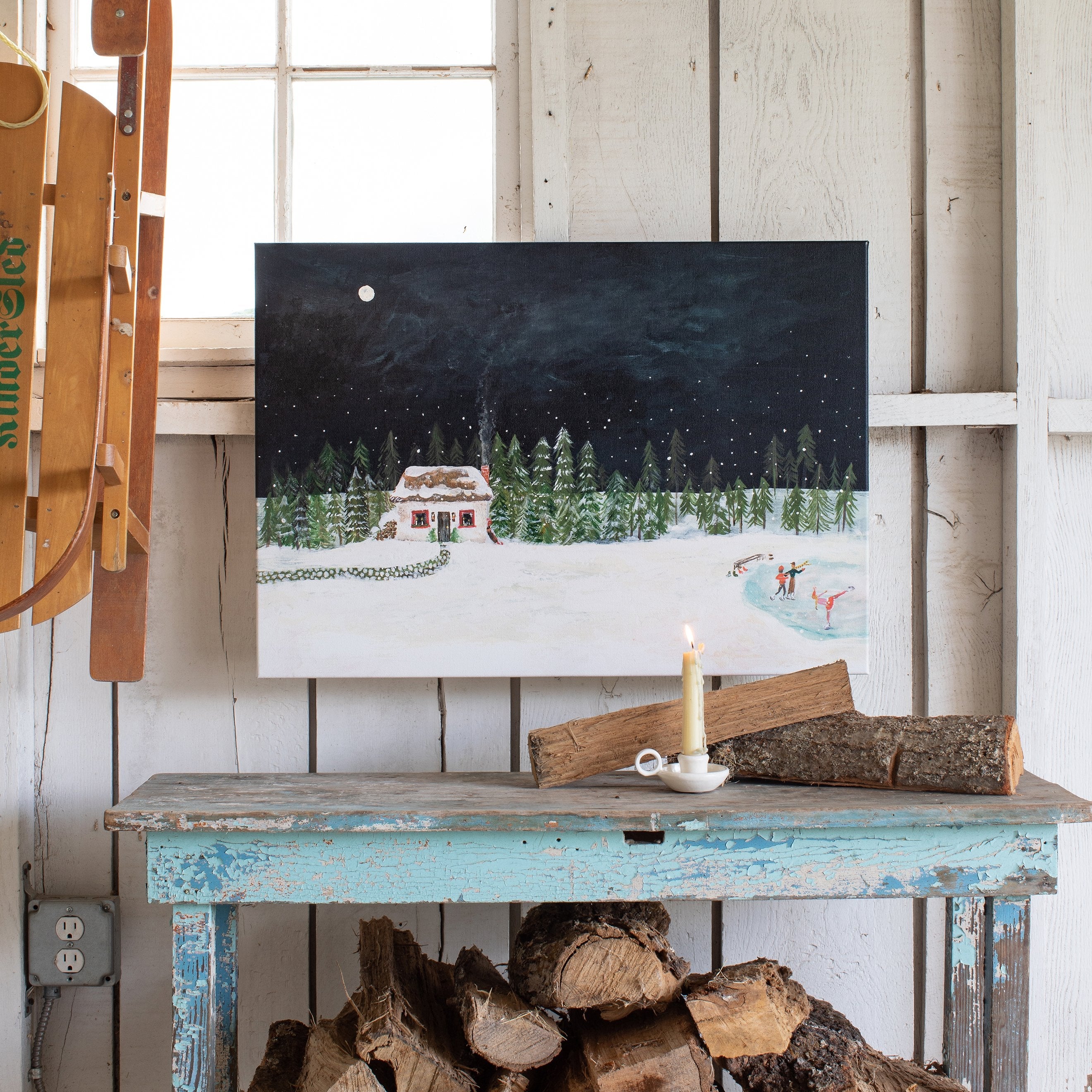 Christmas Cottage Canvas Wall Art