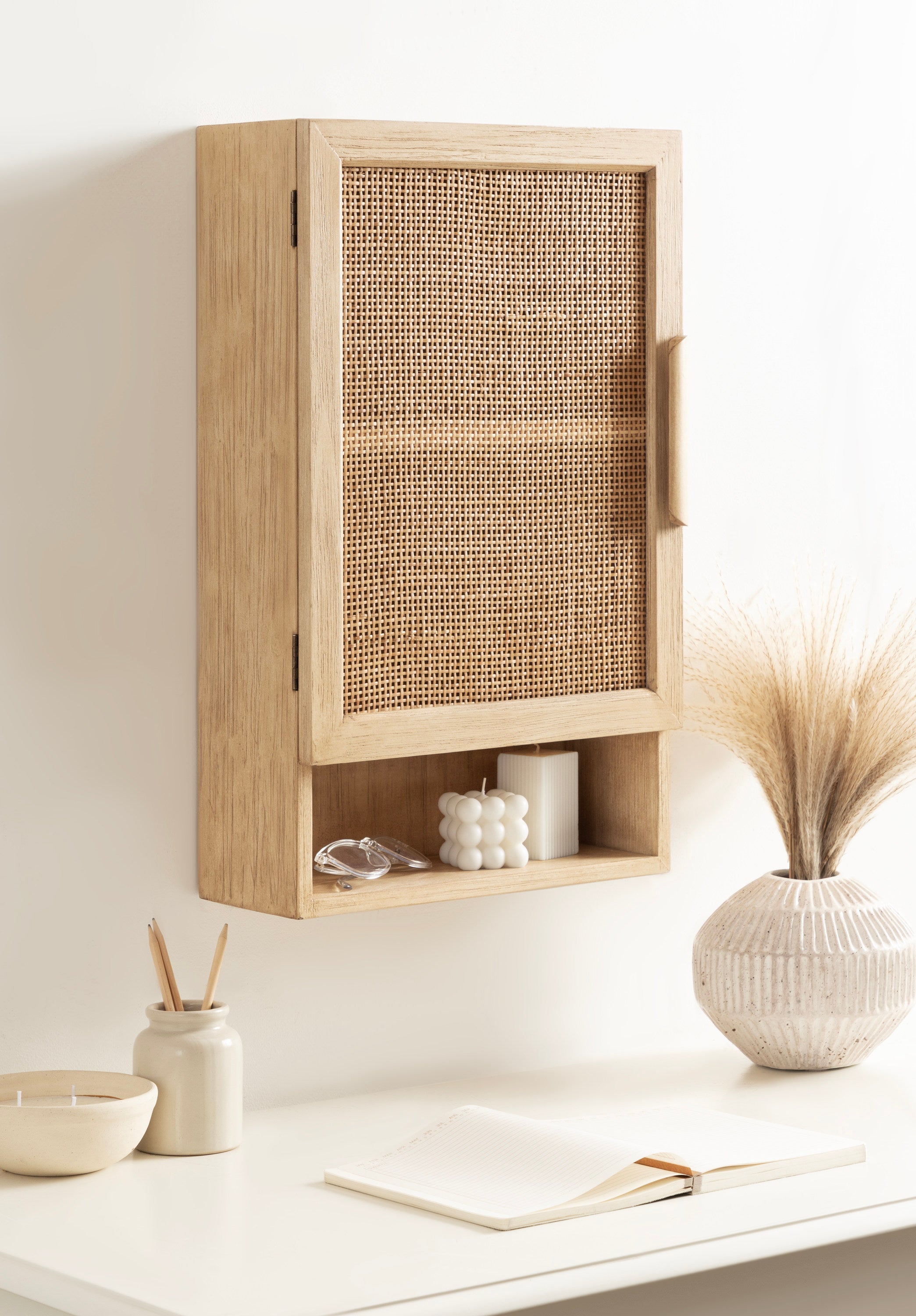 Ori Rattan Wall Cabinet with Cubby