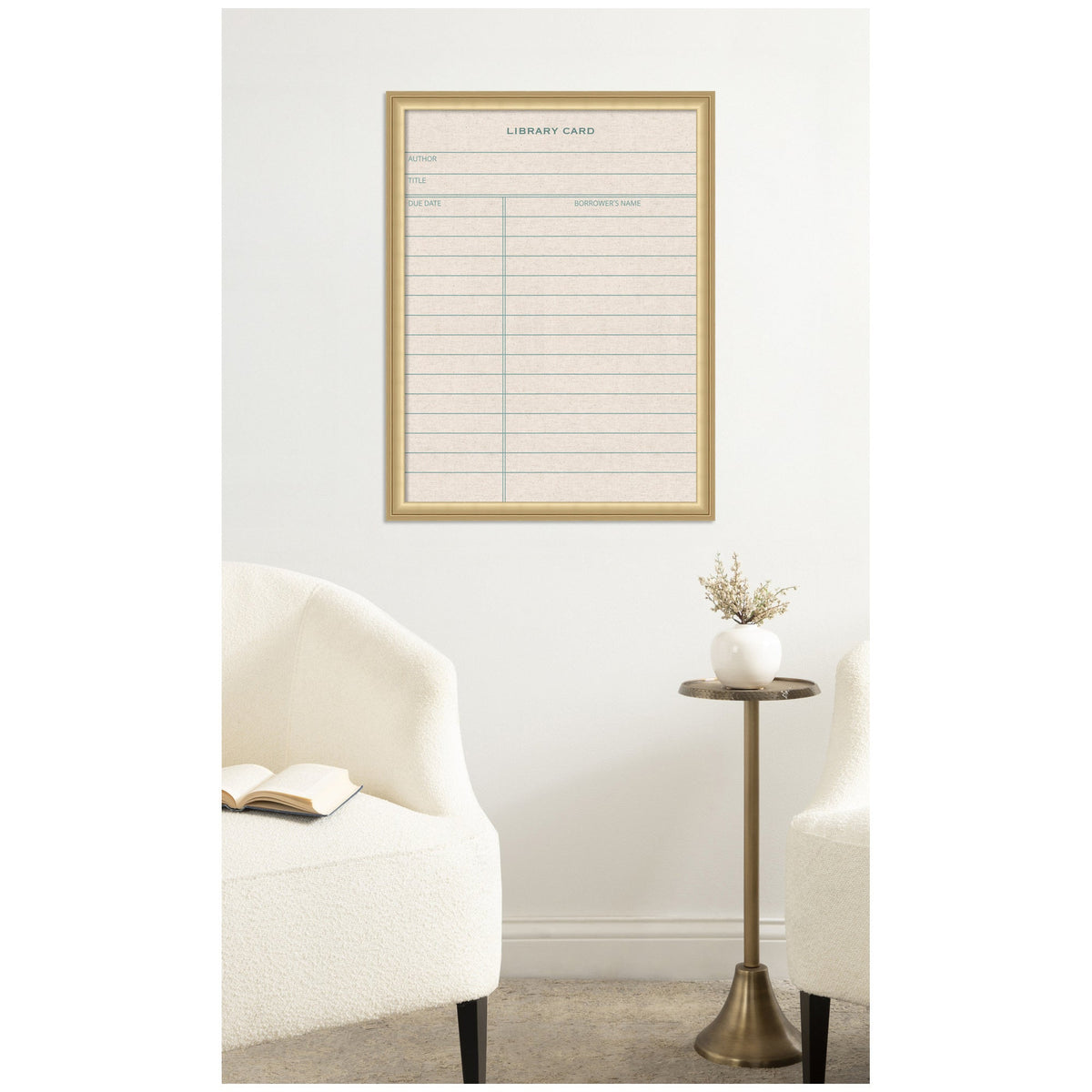 Framed Fabric Pinboard Linen Library Card