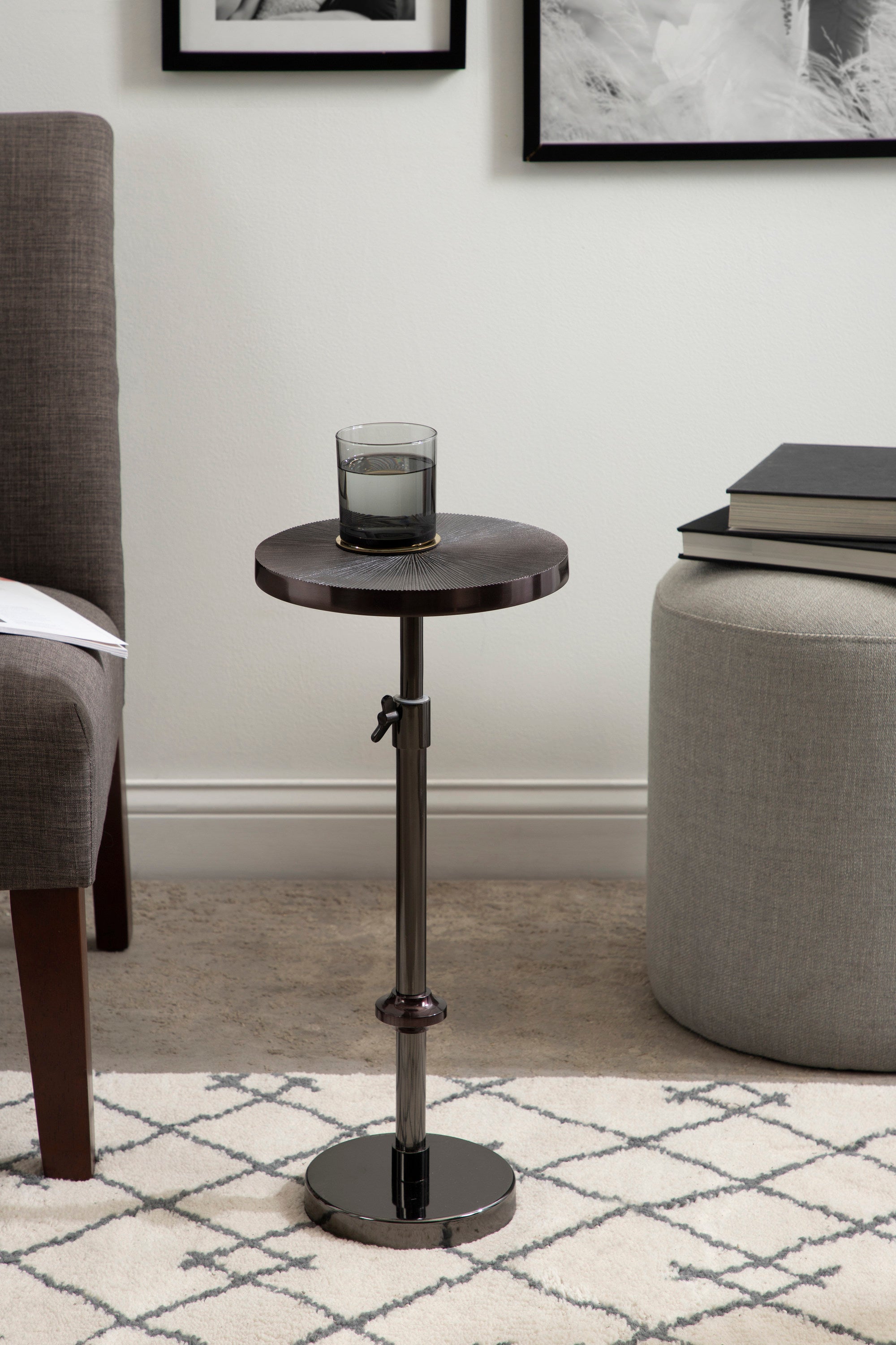 Engles Adjustable Embossed Metal Table and Plant Stand