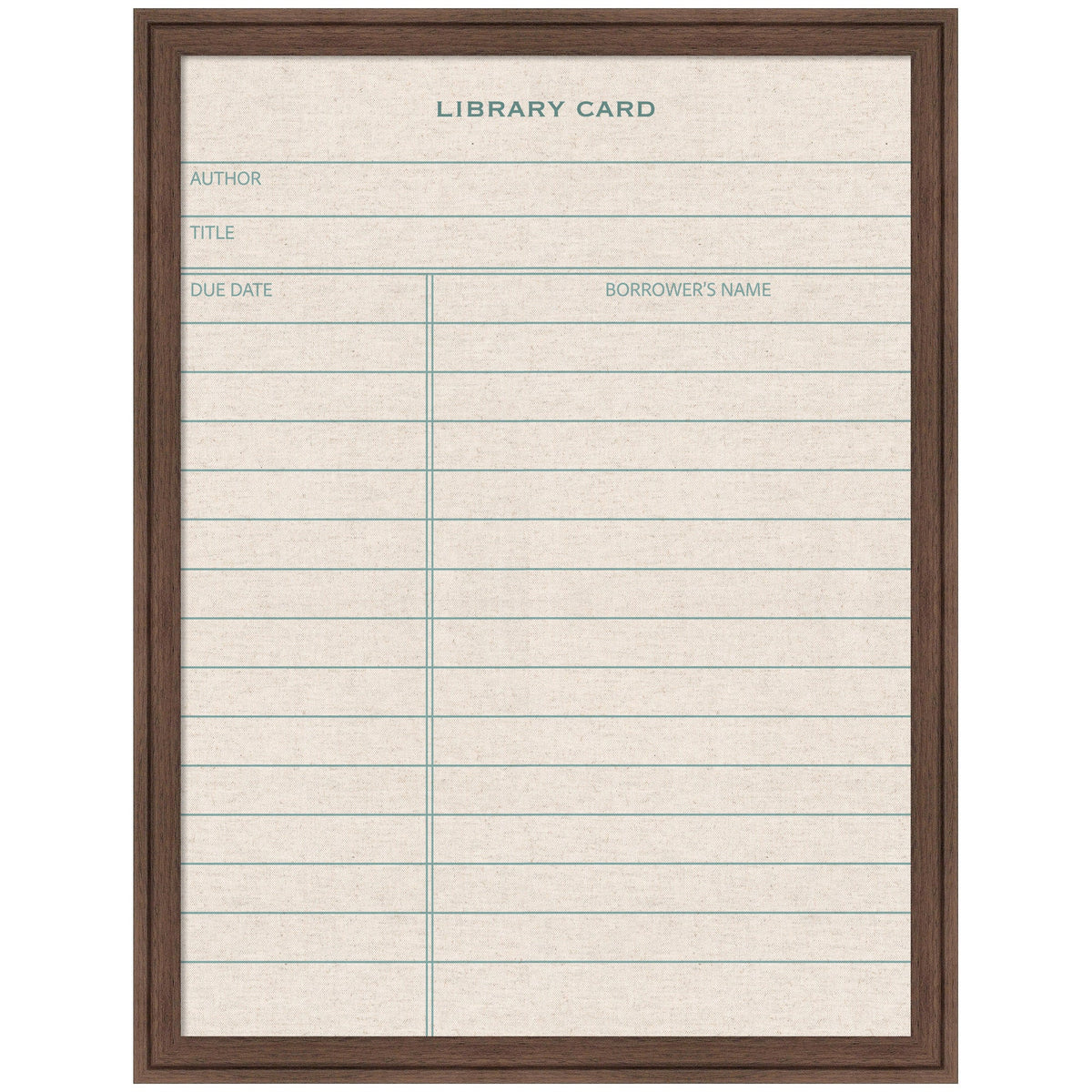 Framed Fabric Pinboard Linen Library Card
