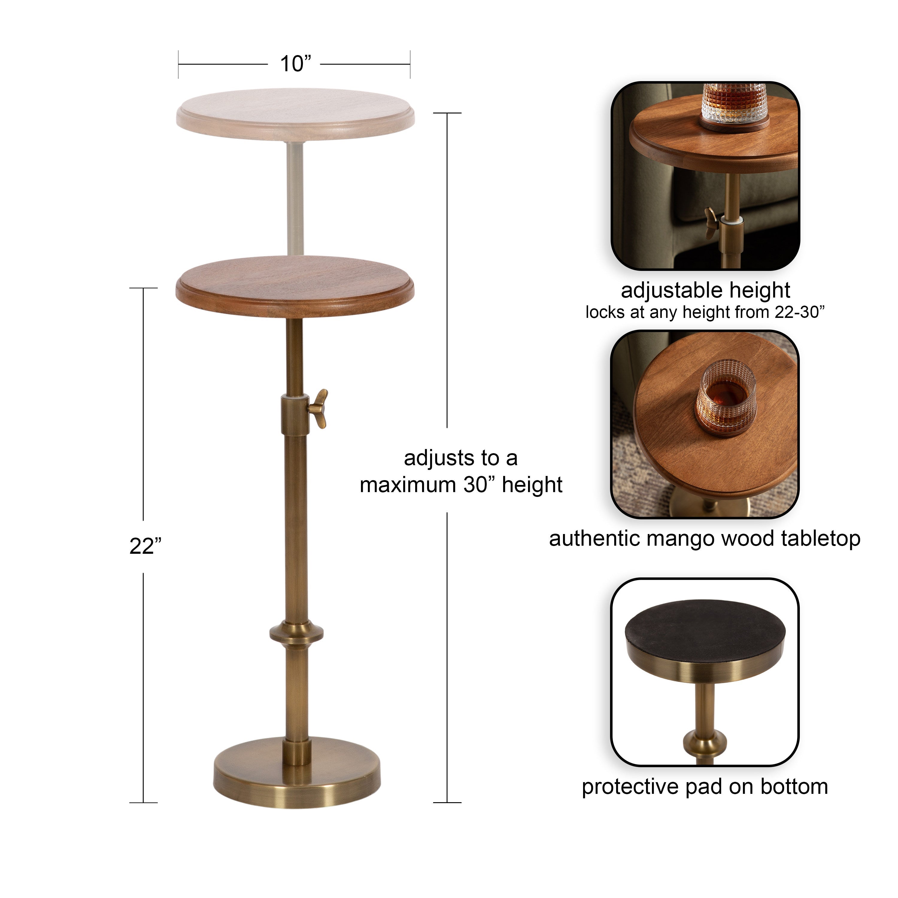 Engles Adjustable Wood Table and Plant Stand