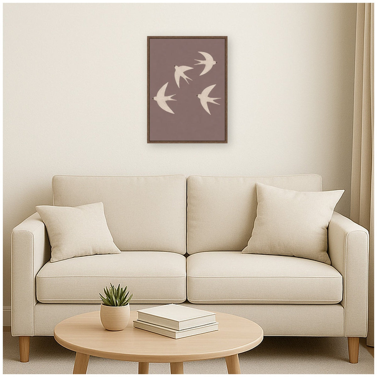 Scandi Birds in Flight by Laura Moss Framed Canvas Wall Art Print