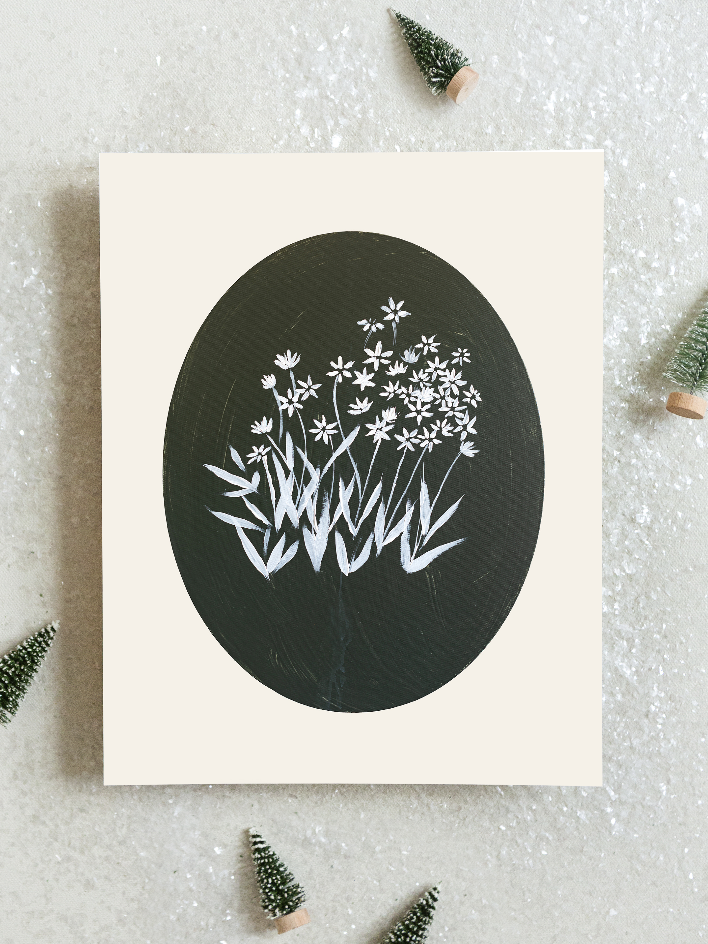 Bethlehem Flower Oval | Alabaster | Canvas