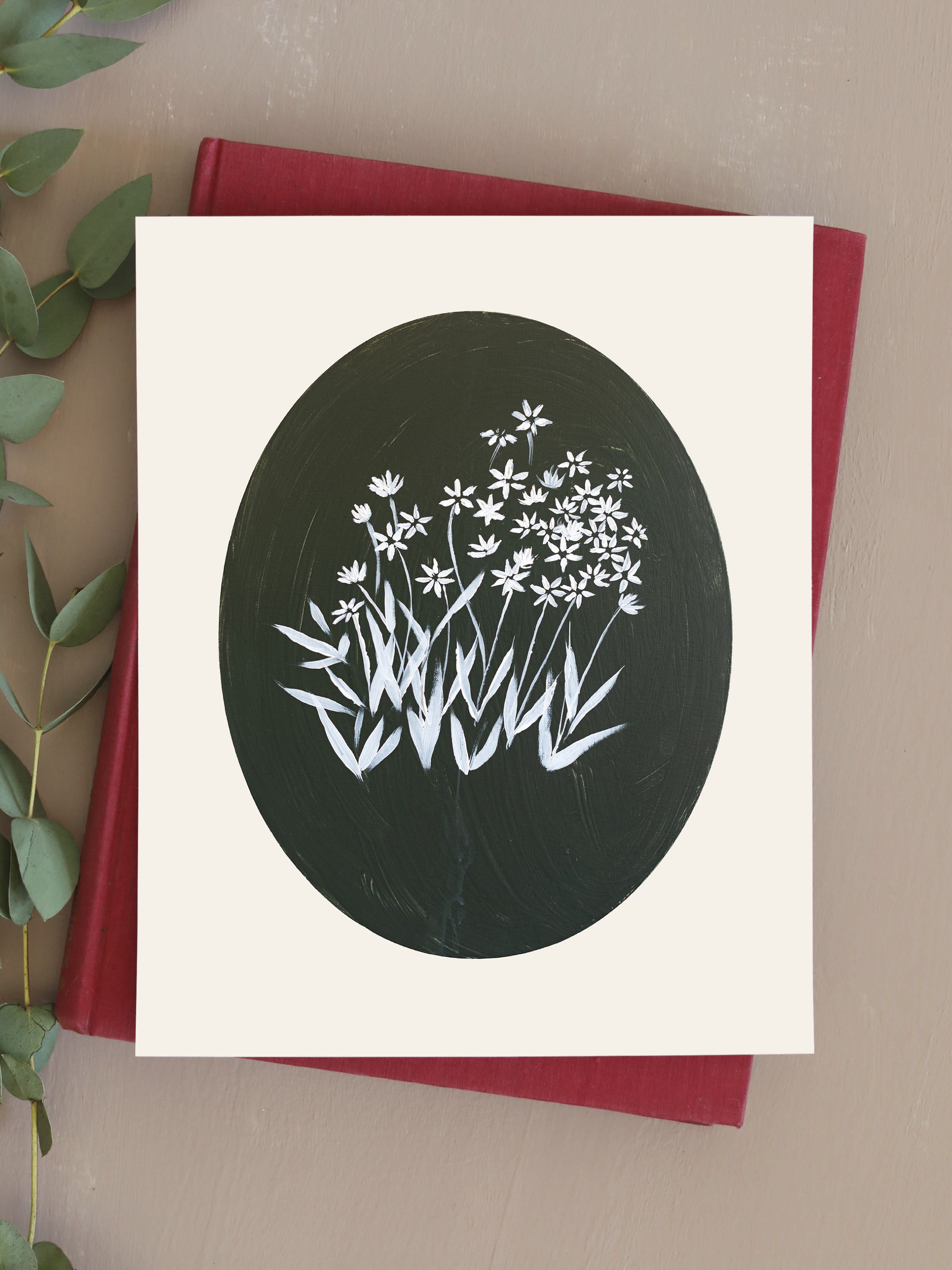 Bethlehem Flower Oval | Alabaster | Canvas