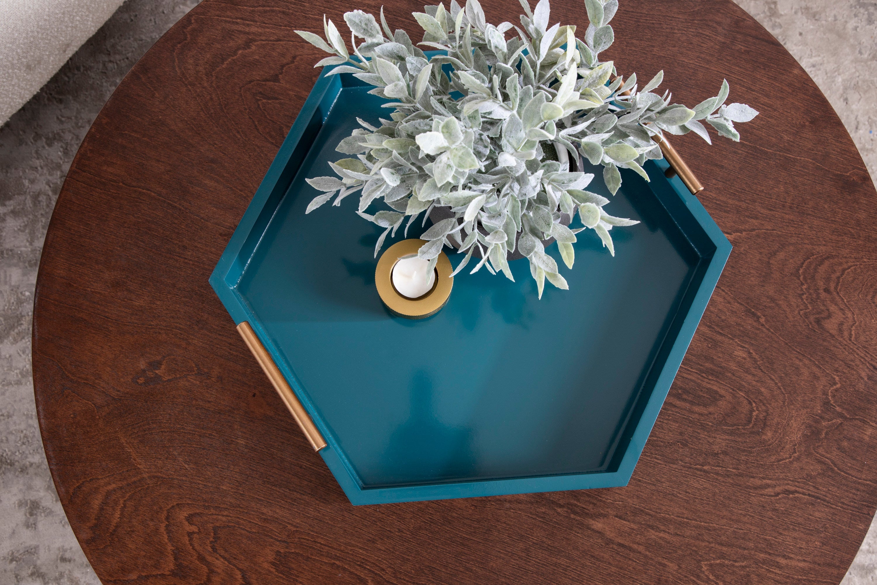 Lipton Hexagon Decorative Tray with Metal Handles