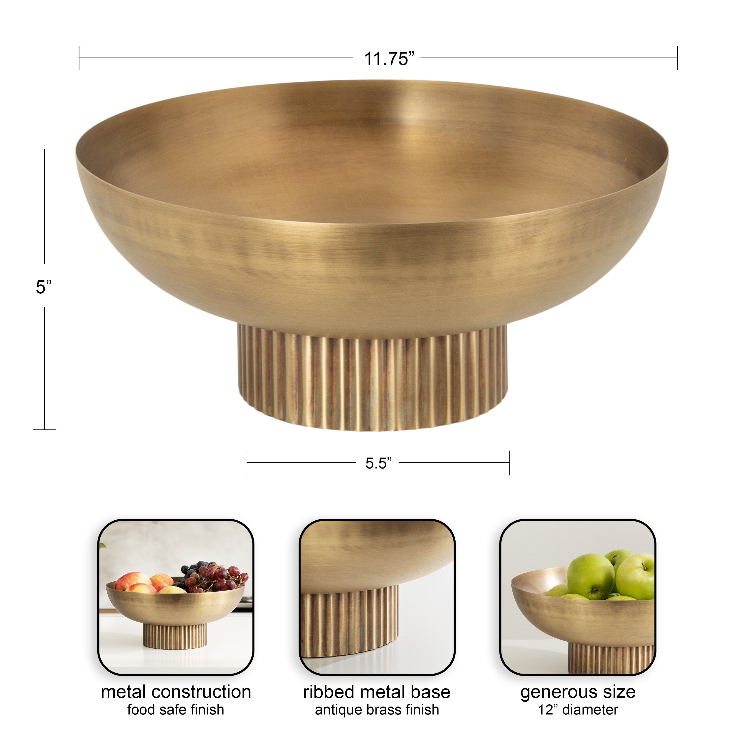 Rooks Ribbed Metal Bowl