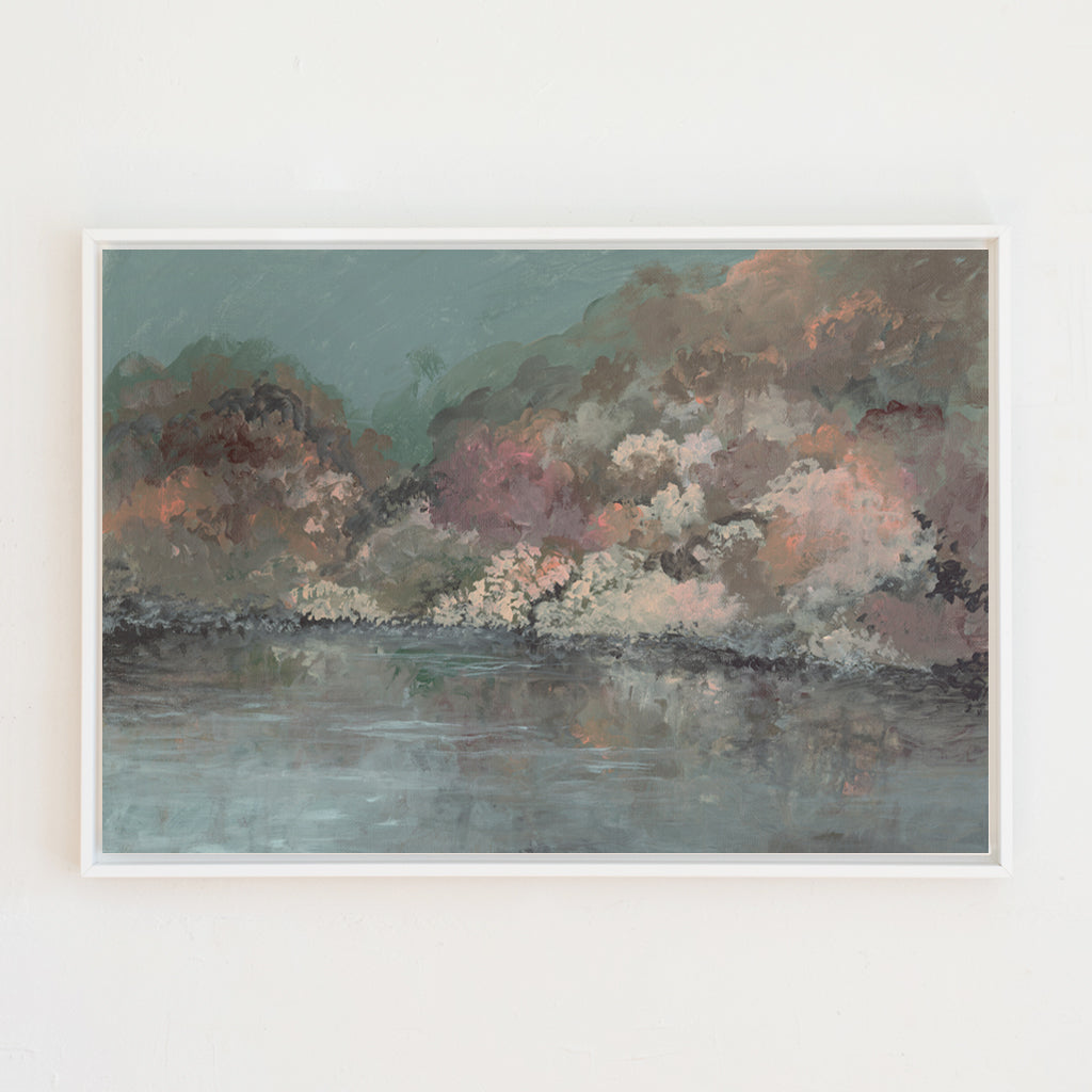 Autumn Shoreline Canvas Wall Art . Rectangle