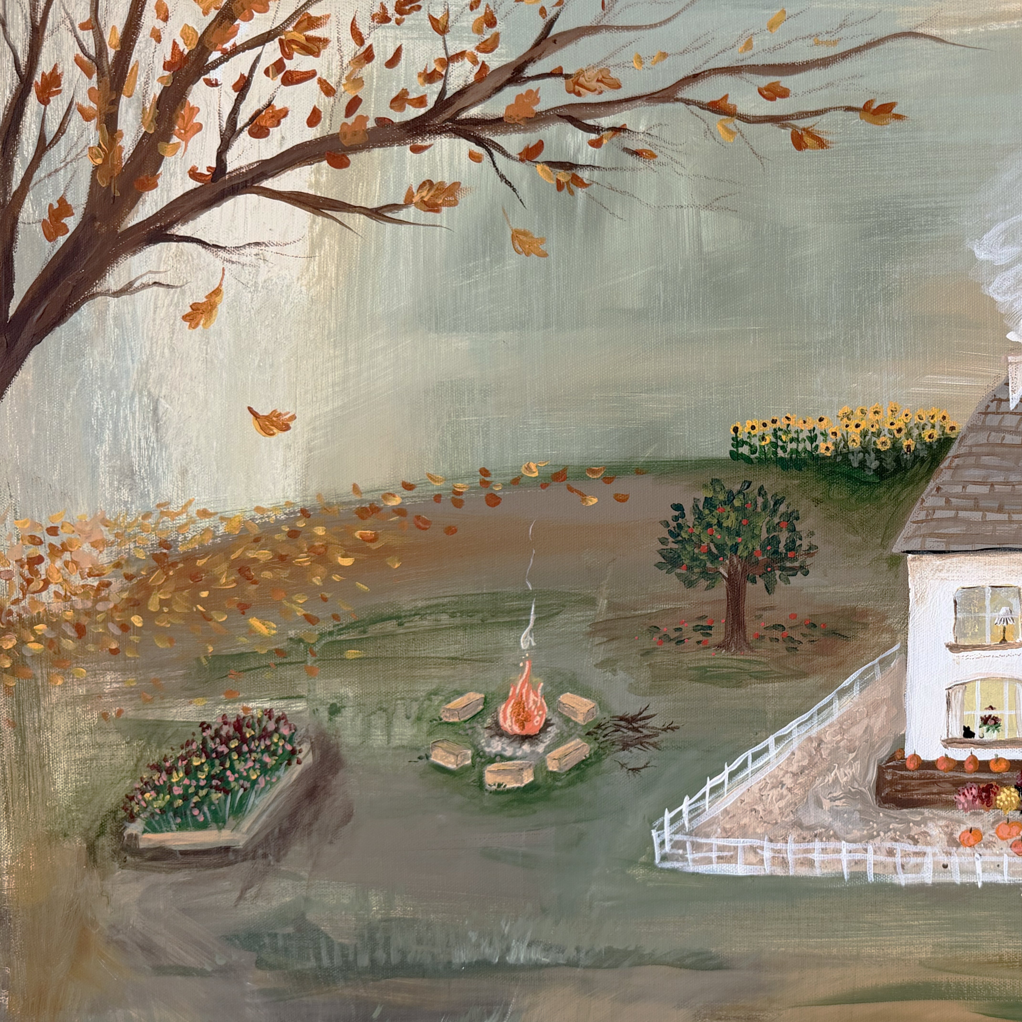 Autumn Cottage Canvas Wall Art