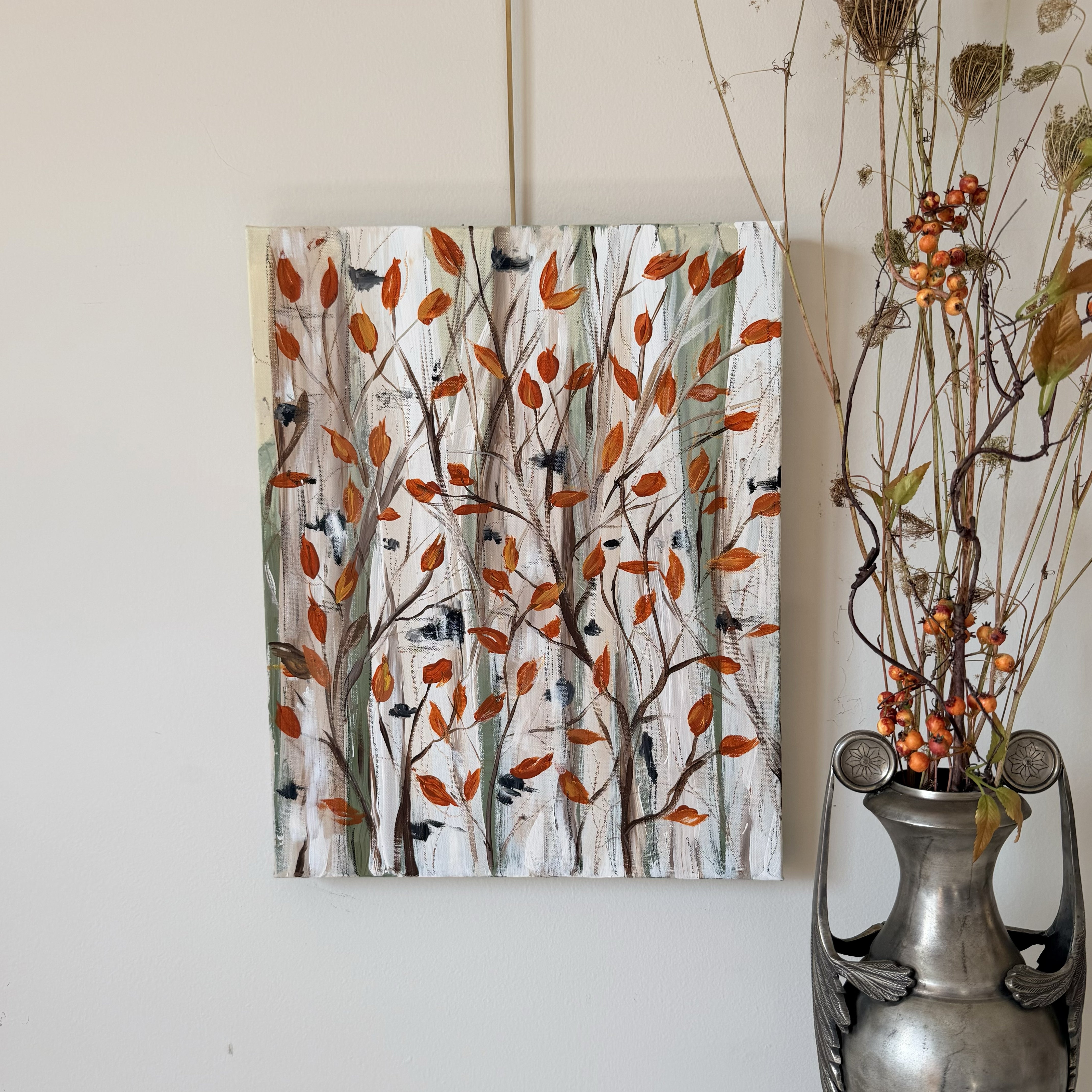 Fiery Birch Canvas Wall Art