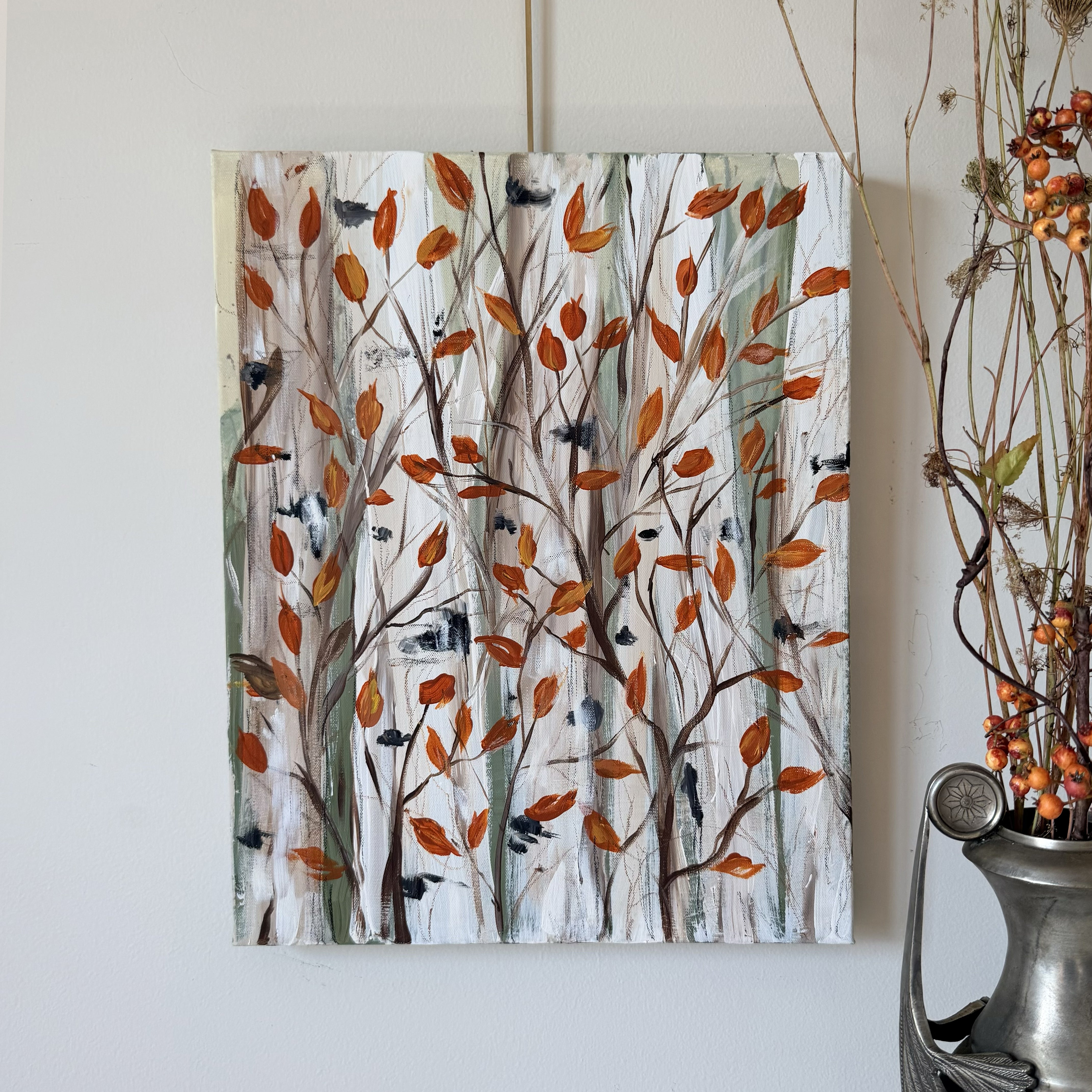 Fiery Birch Canvas Wall Art