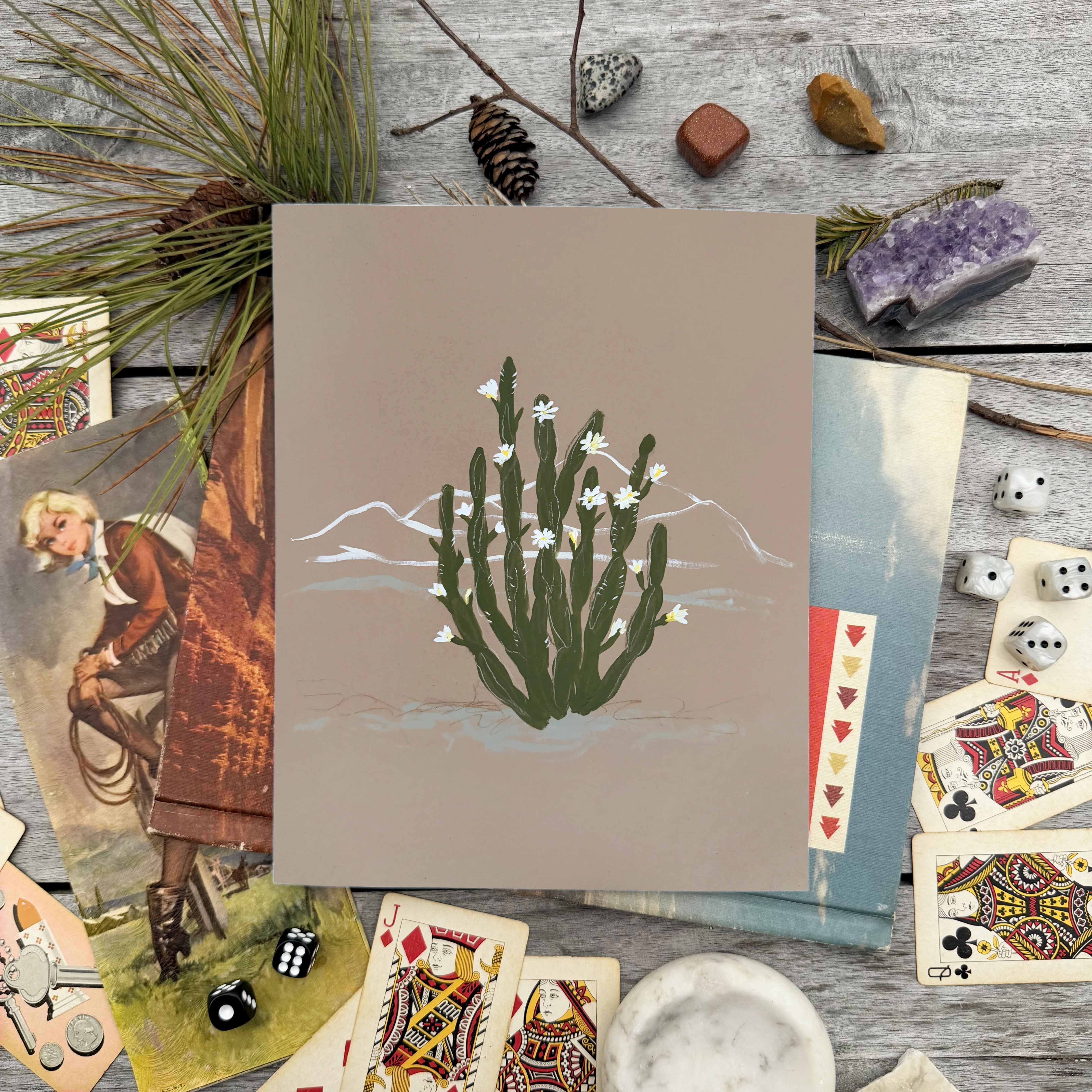 Blooming Cactus Luxe Art Print
