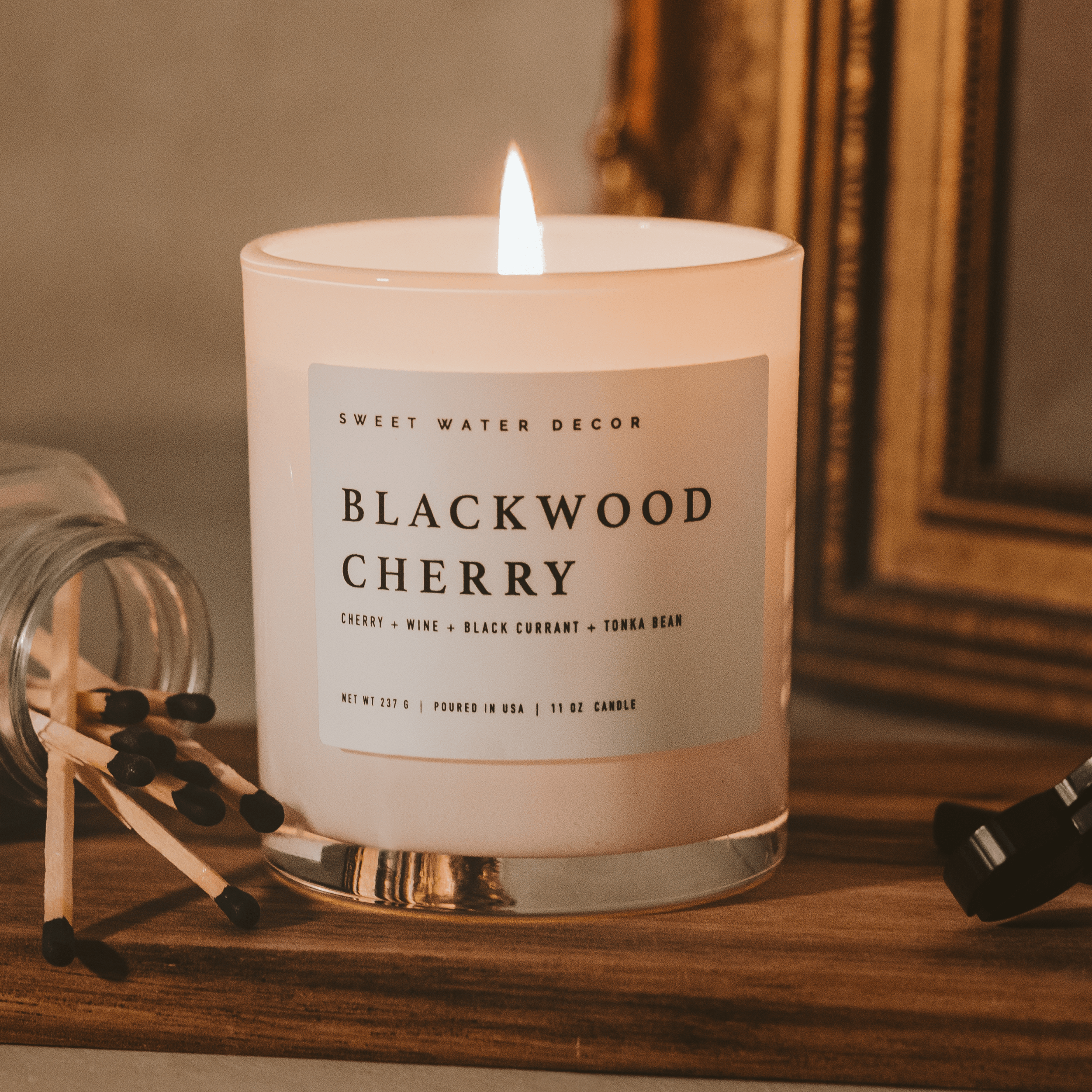 Blackwood Cherry Soy Candle (11 oz White Jar)