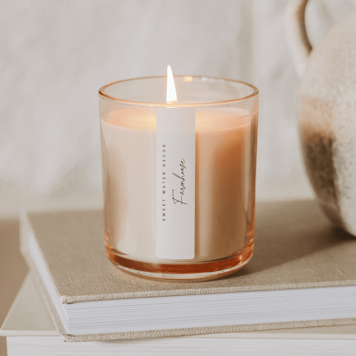 A clear glass jar perfect for making DIY candles at home  🍊🍈🕯️🌸Handmade scented Candle in Glass Jar main image 1