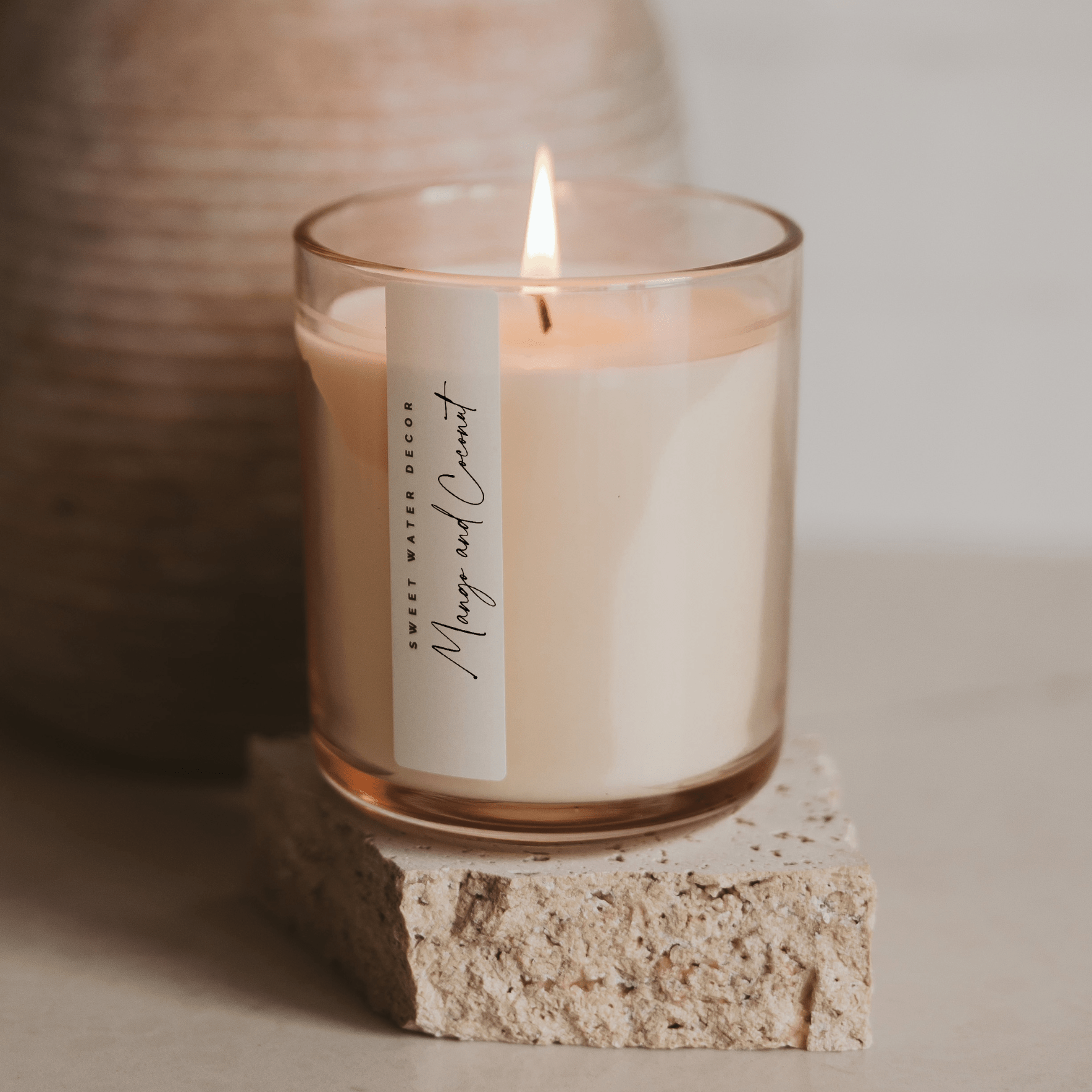 Mango and Coconut Soy Candle (12oz Tinted Glass Jar)