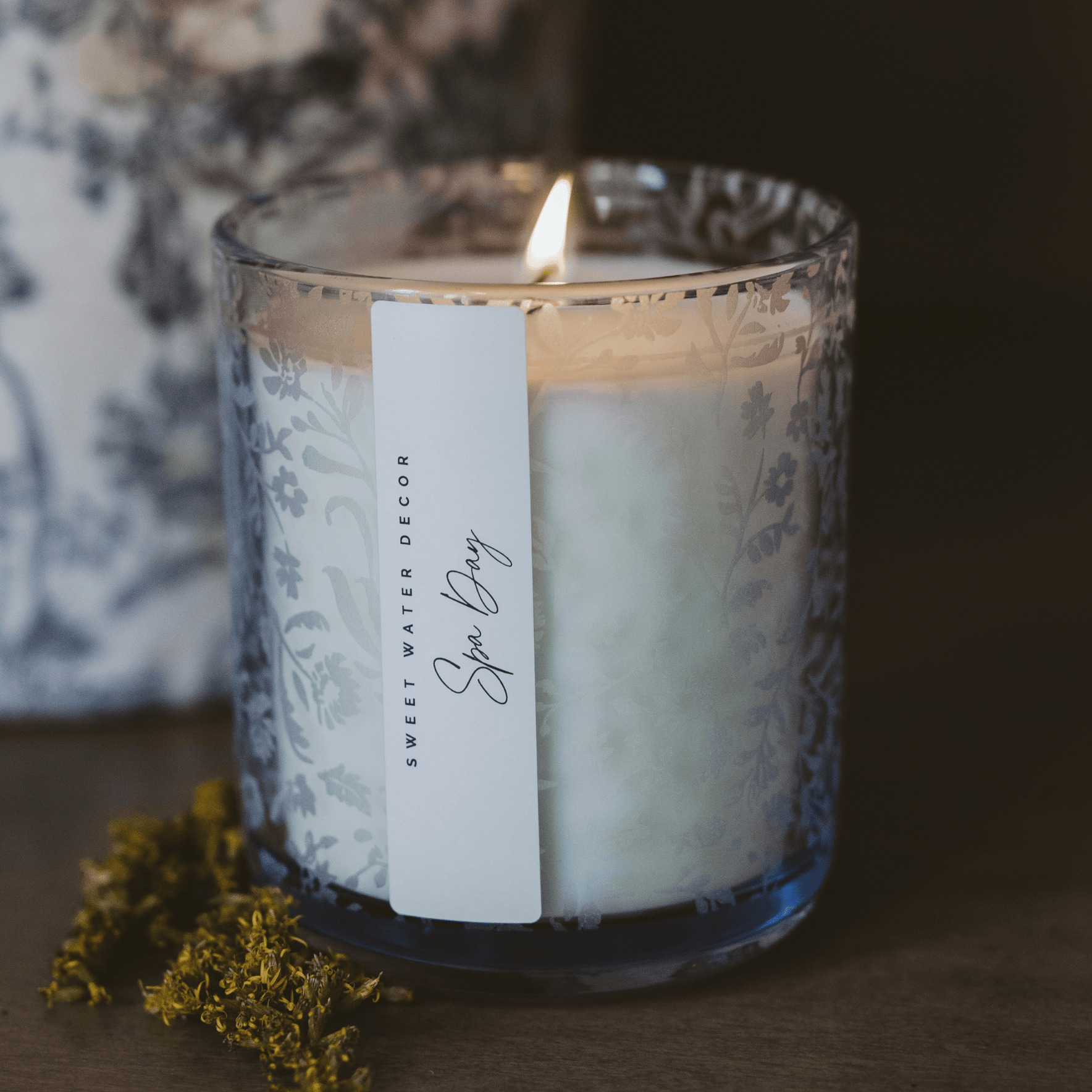 Spa Day Soy Candle (12 oz Blue Tinted Glass Jar)