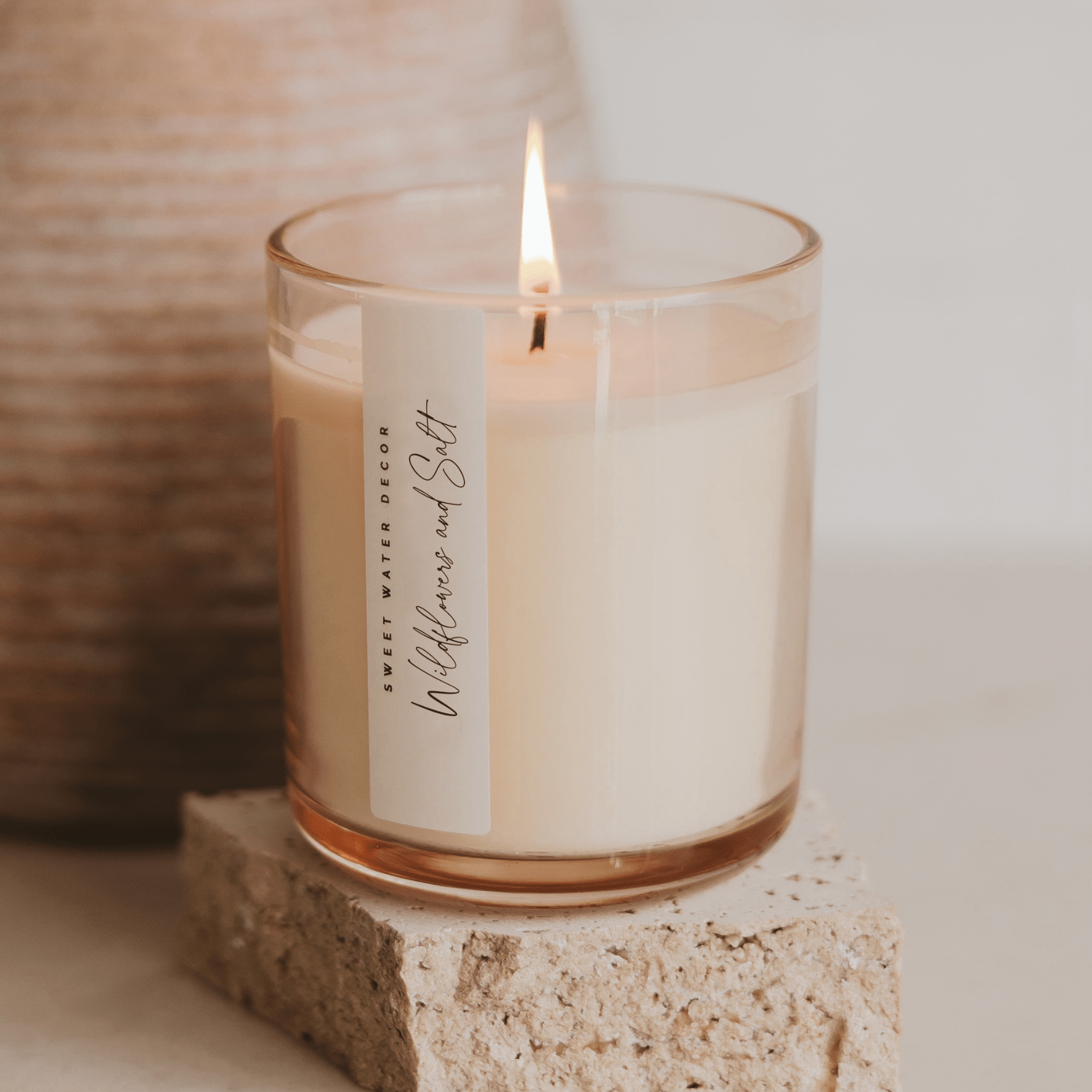 Wildflowers and Salt Soy Candle (12oz Tinted Glass Jar)