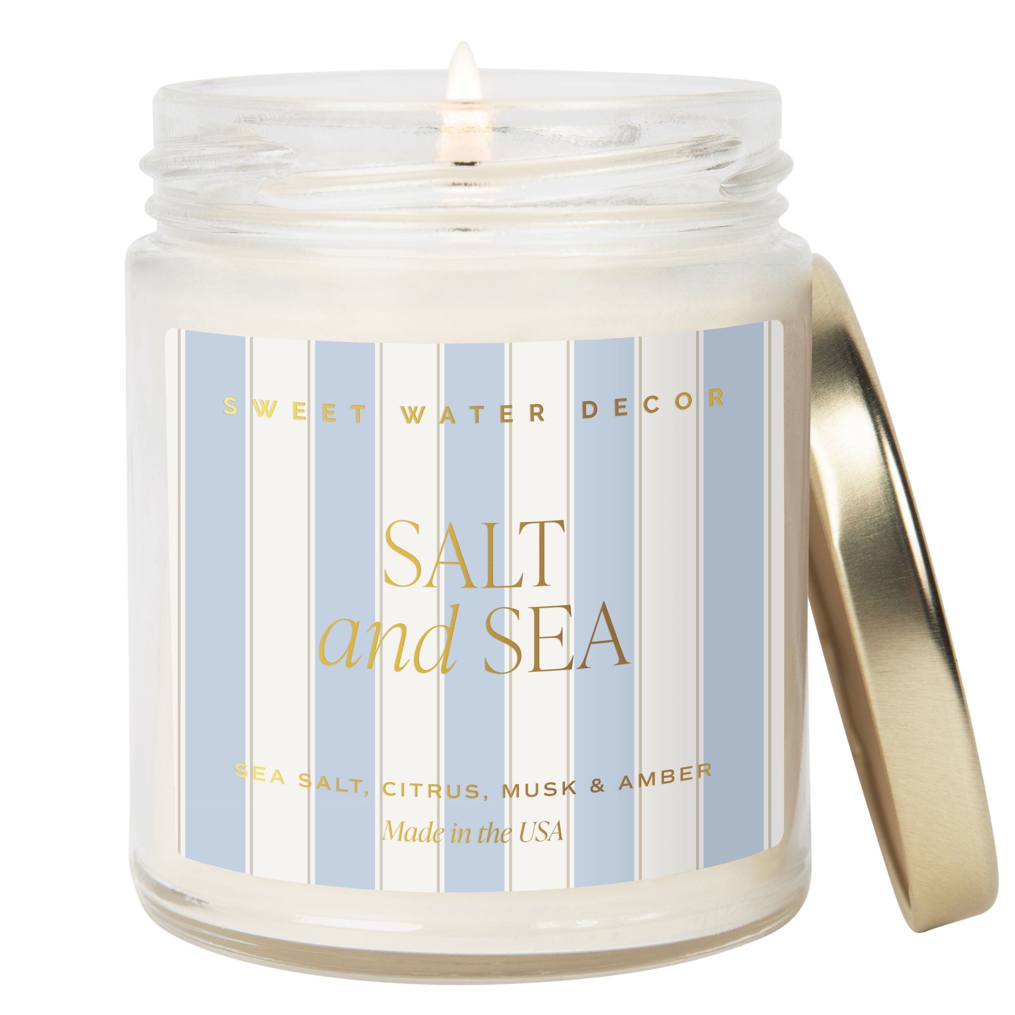 Salt and Sea Soy Patterned Candle (9oz Clear Jar)