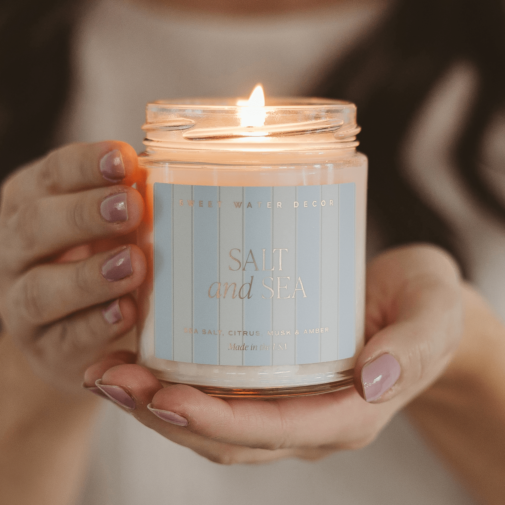 Salt and Sea Soy Patterned Candle (9oz Clear Jar)