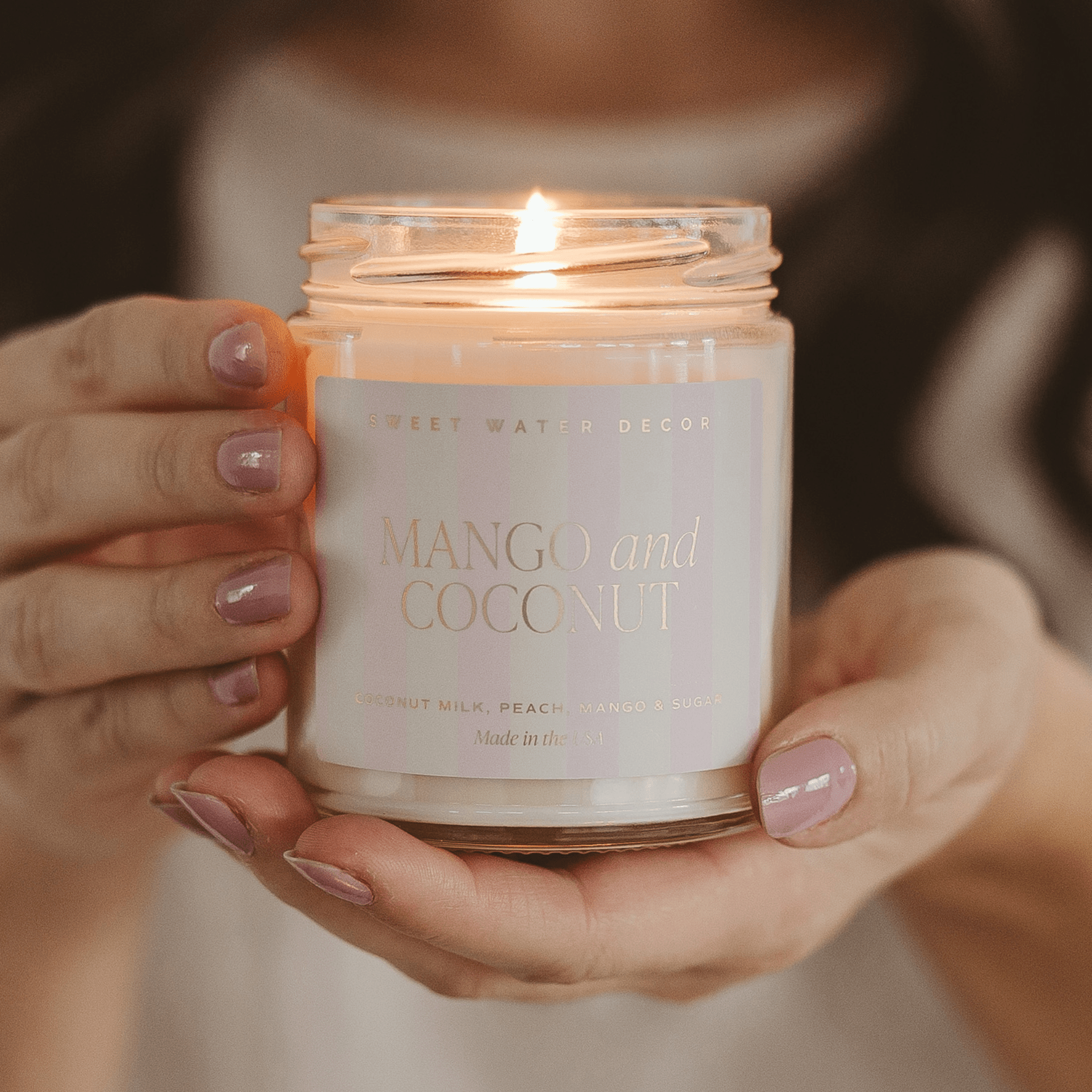 Mango and Coconut Soy Patterned Candle (9 oz Clear Jar)