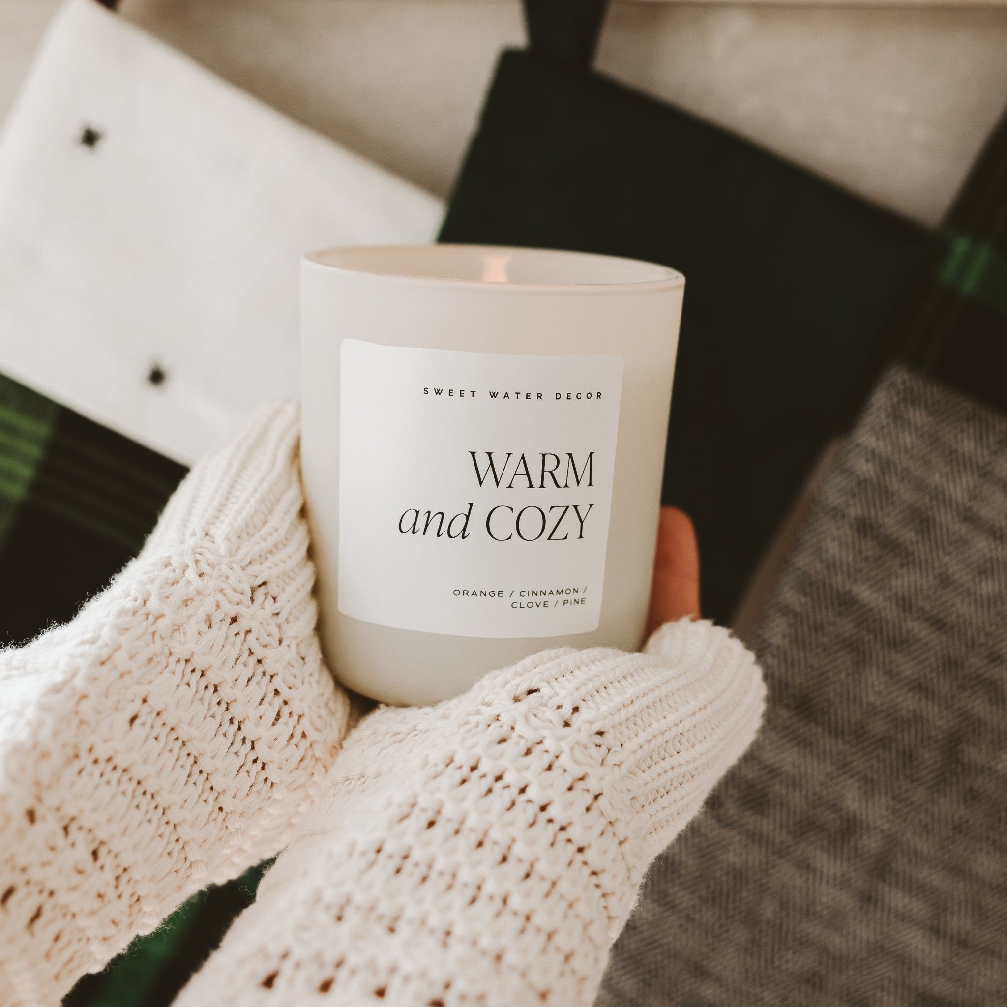 Warm and Cozy Soy Candle (15oz Tan Matte Jar)