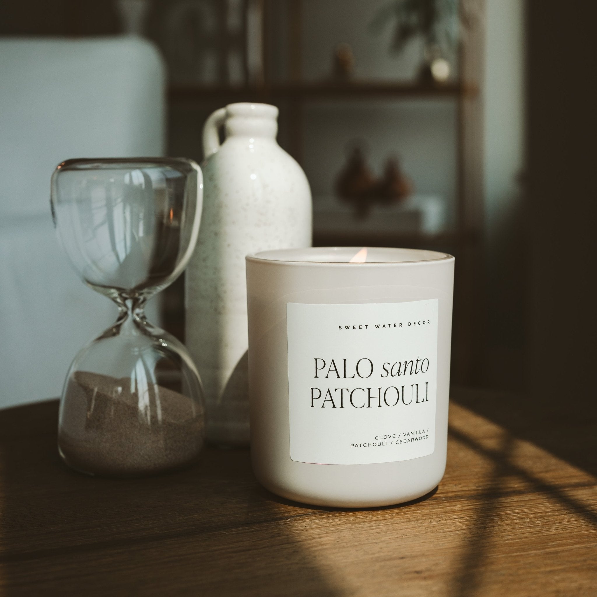 Palo Santo Patchouli Soy Candle (15oz Tan Matte Jar)