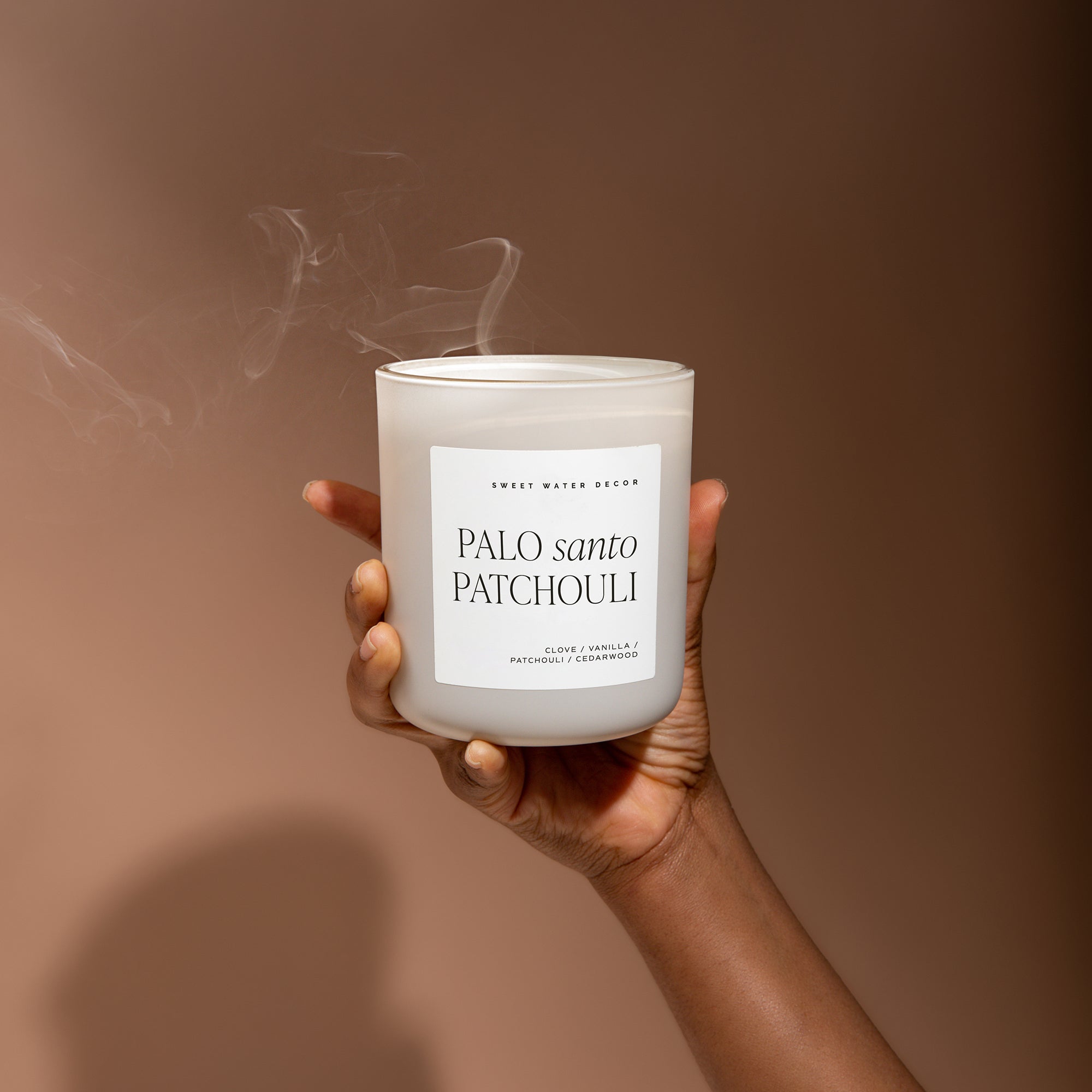 Palo Santo Patchouli Soy Candle (15oz Tan Matte Jar)
