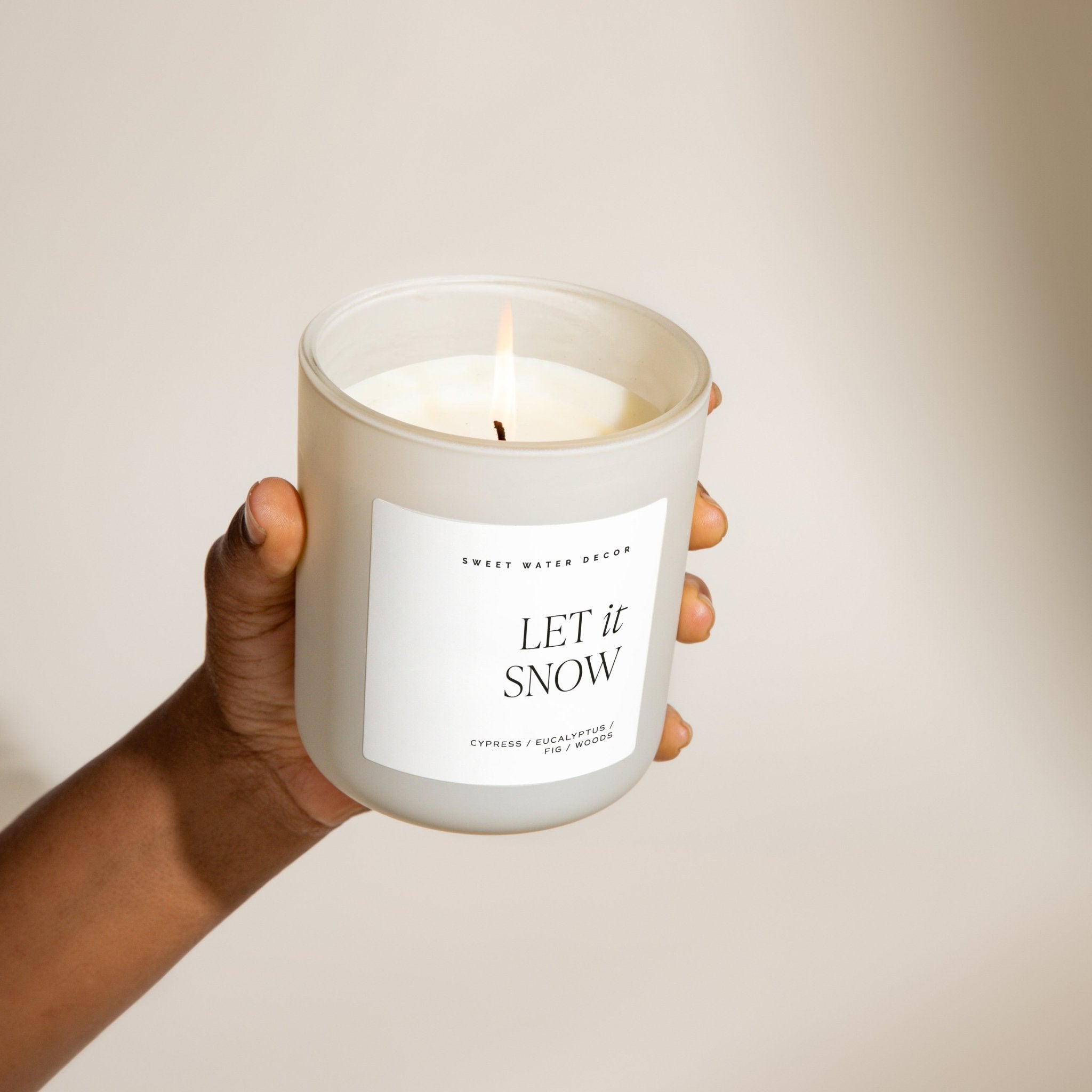 Let It Snow Soy Candle (15oz Tan Matte Jar)