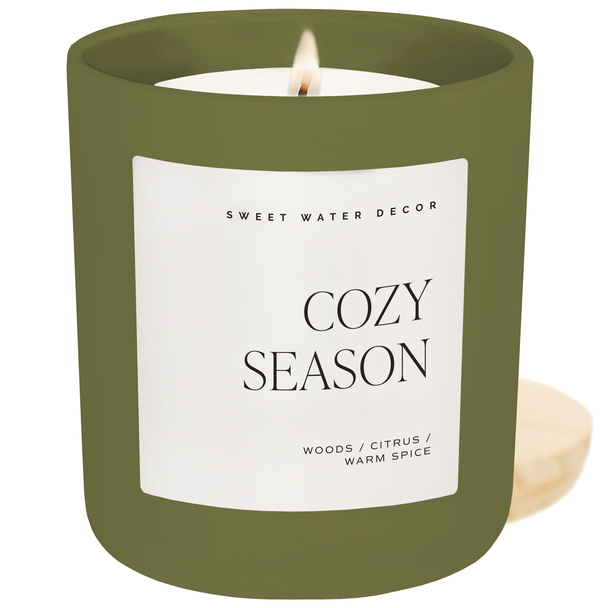 Cozy Season Soy Candle (15oz Olive Matte Jar)
