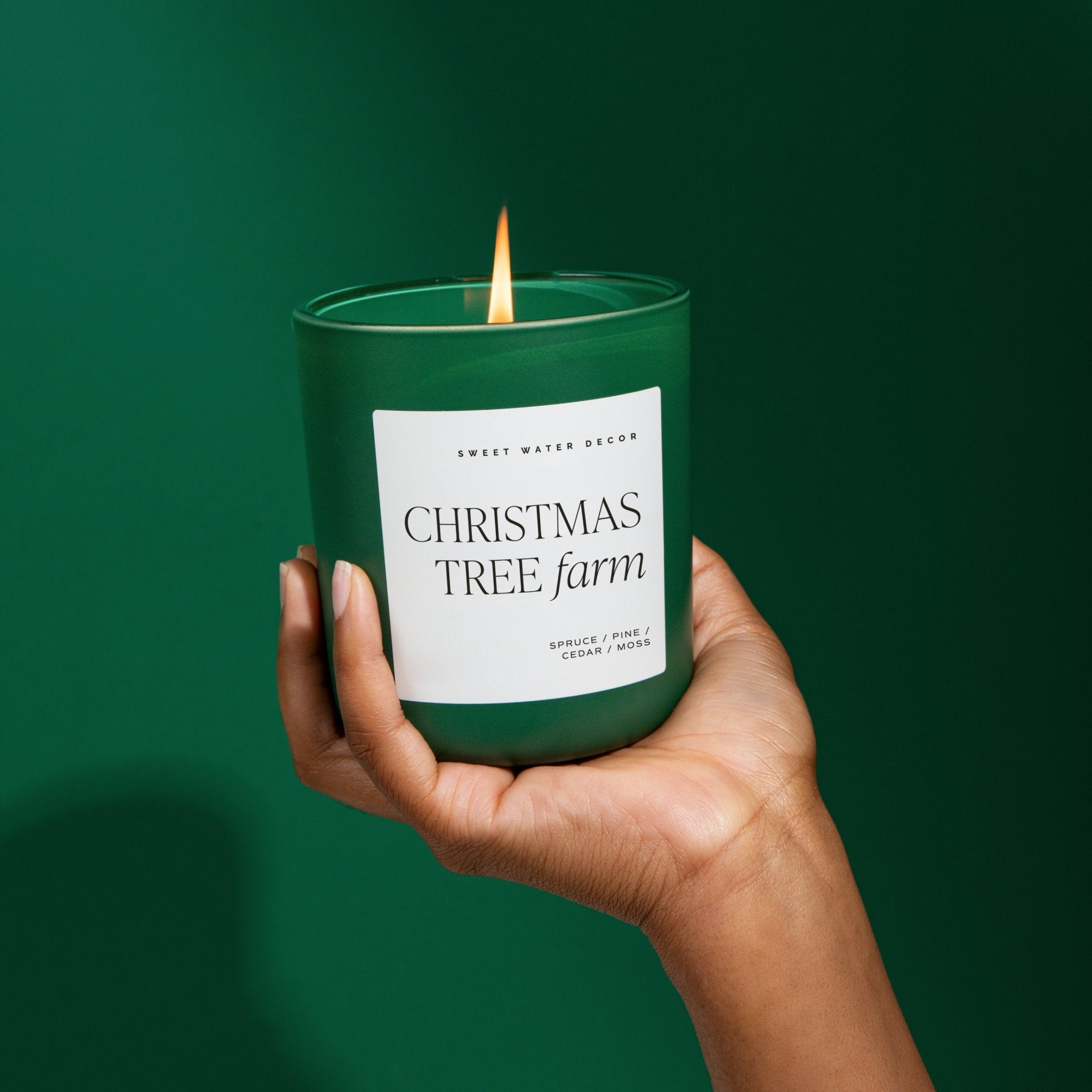 Christmas Tree Farm Soy Candle (15oz Green Matte Jar)