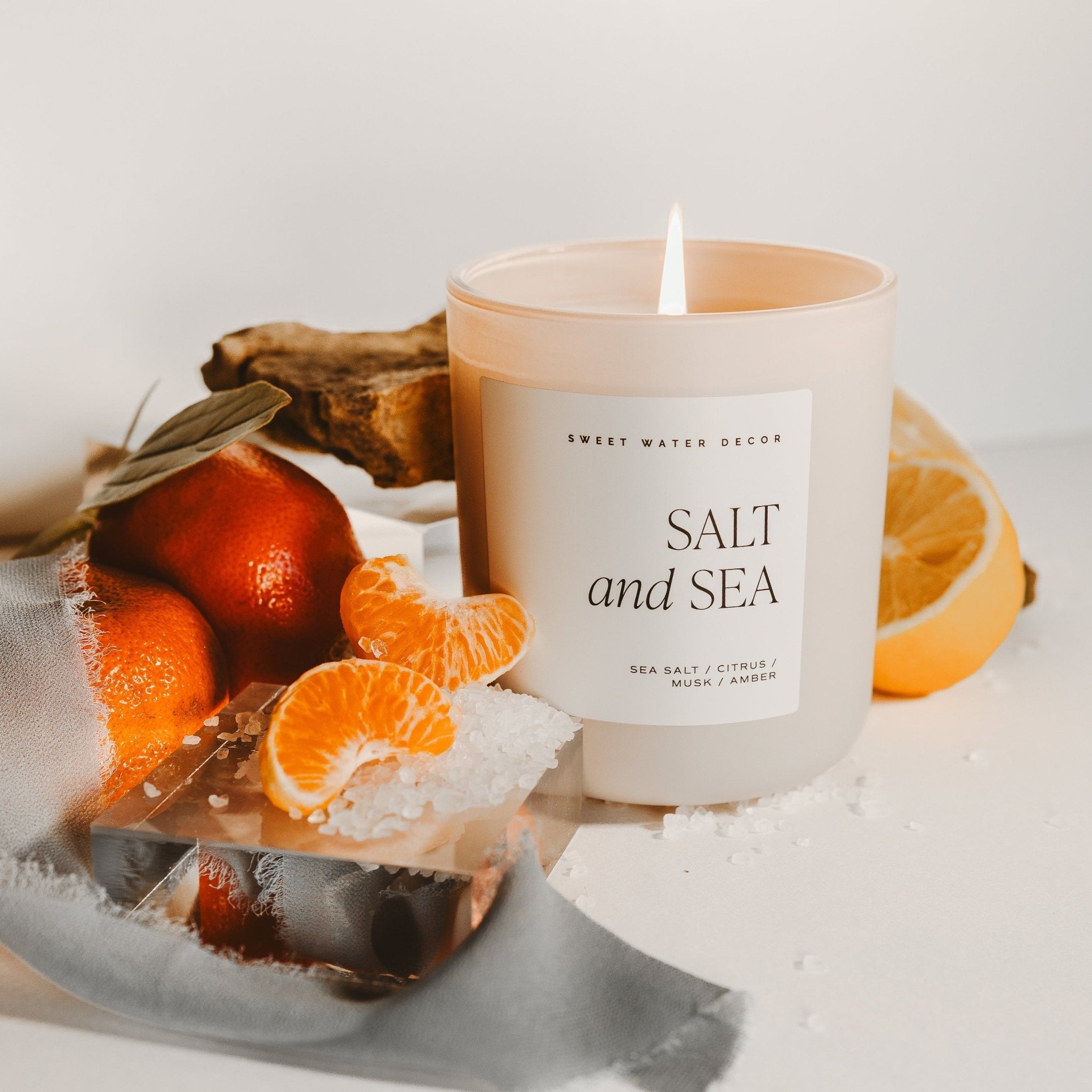 Salt and Sea Soy Candle (15oz Tan Matte Jar)