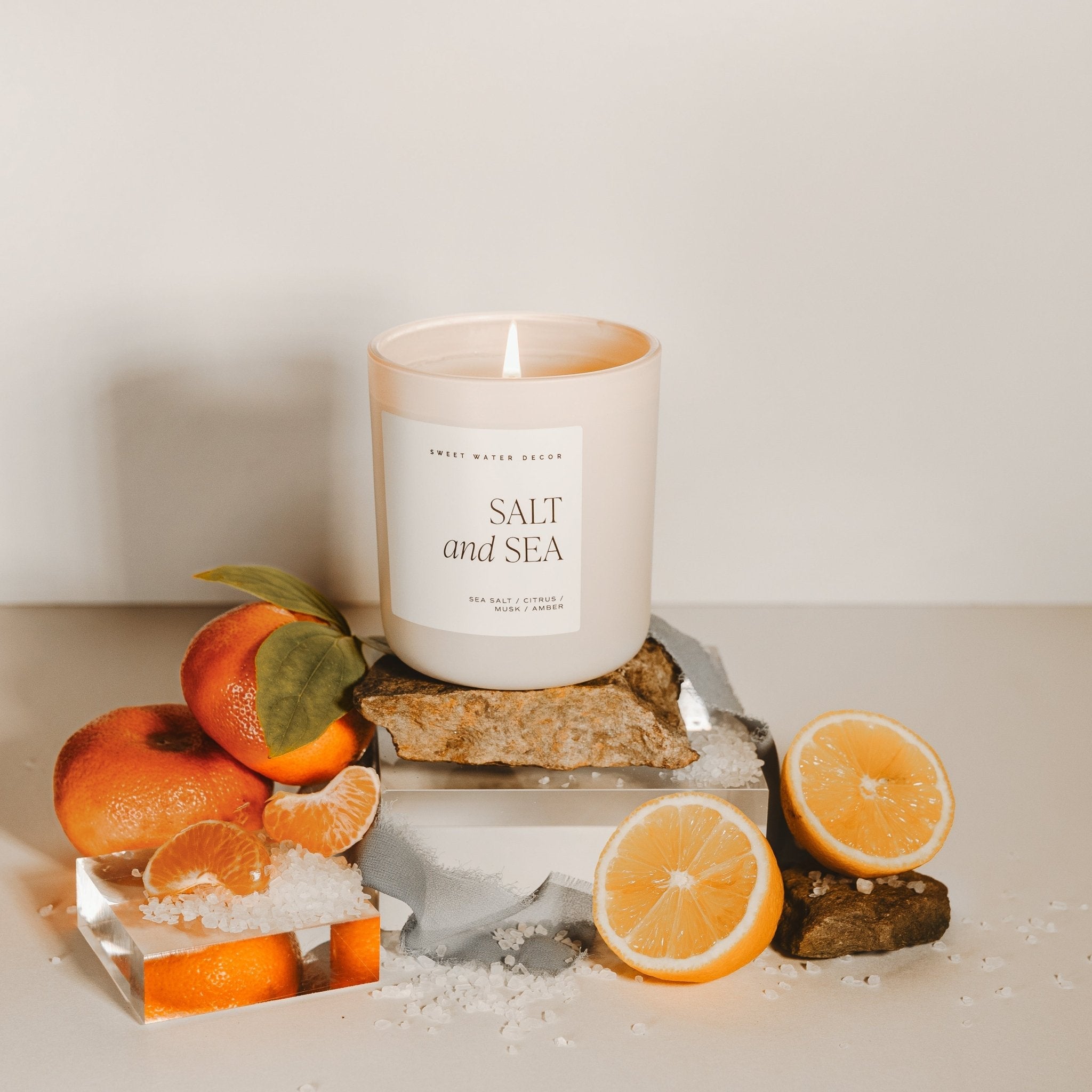 Salt and Sea Soy Candle (15oz Tan Matte Jar)