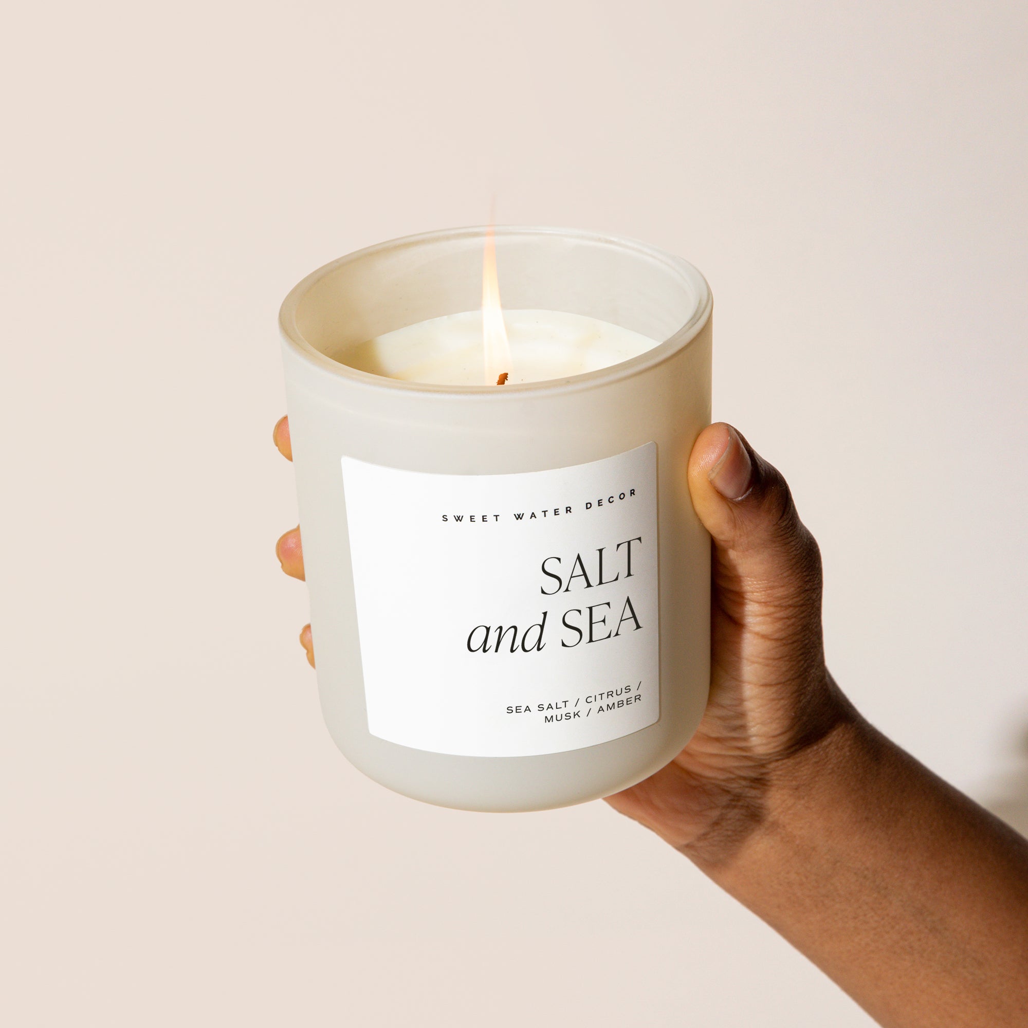 Salt and Sea Soy Candle (15oz Tan Matte Jar)