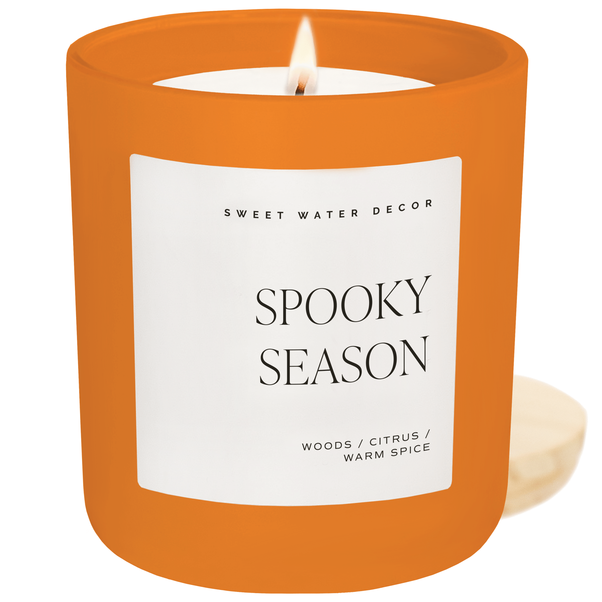 Spooky Season Soy Candle (15oz Orange Matte Jar – Cozy Season scent))