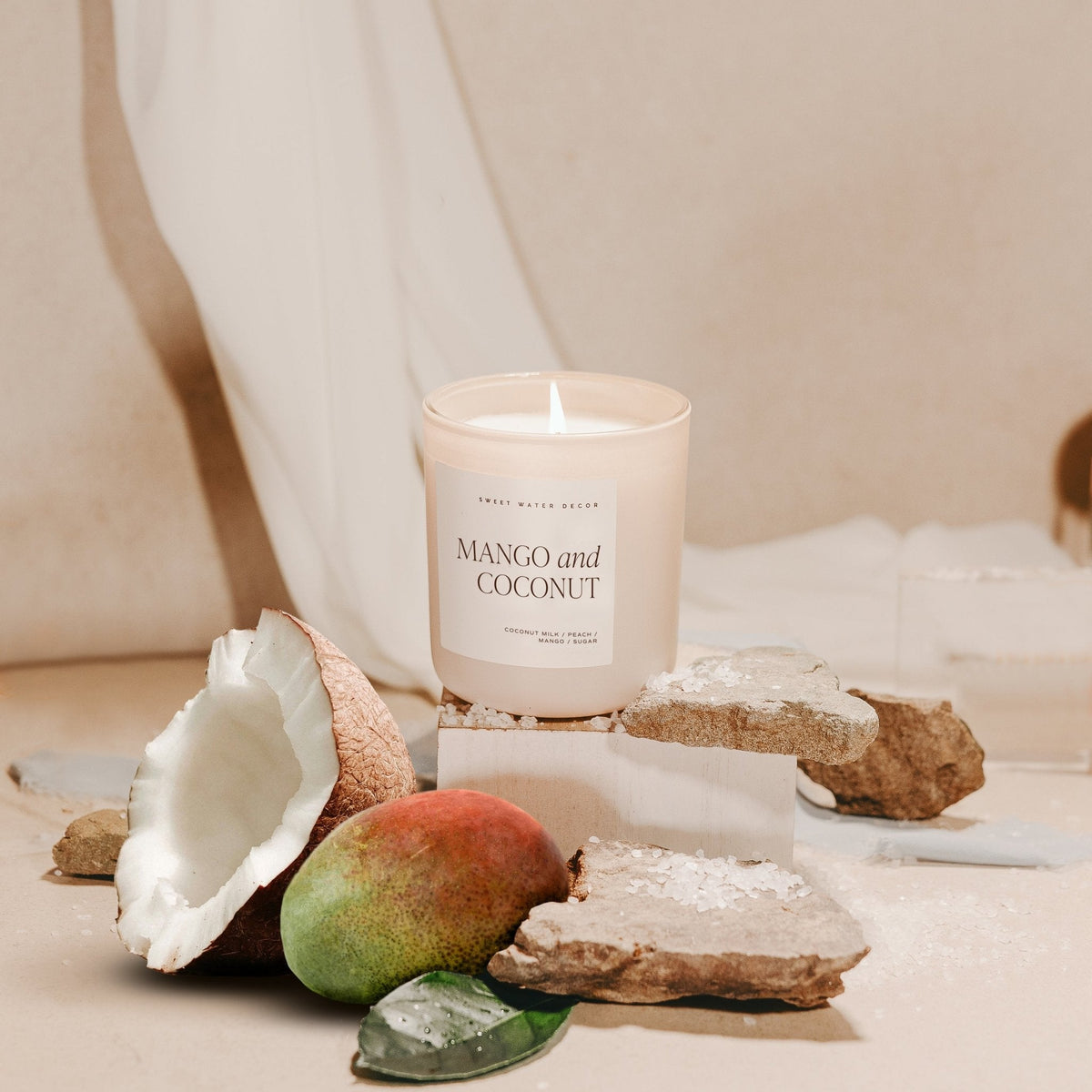 Mango and Coconut Soy Candle - Tan Matte Jar - 15 oz