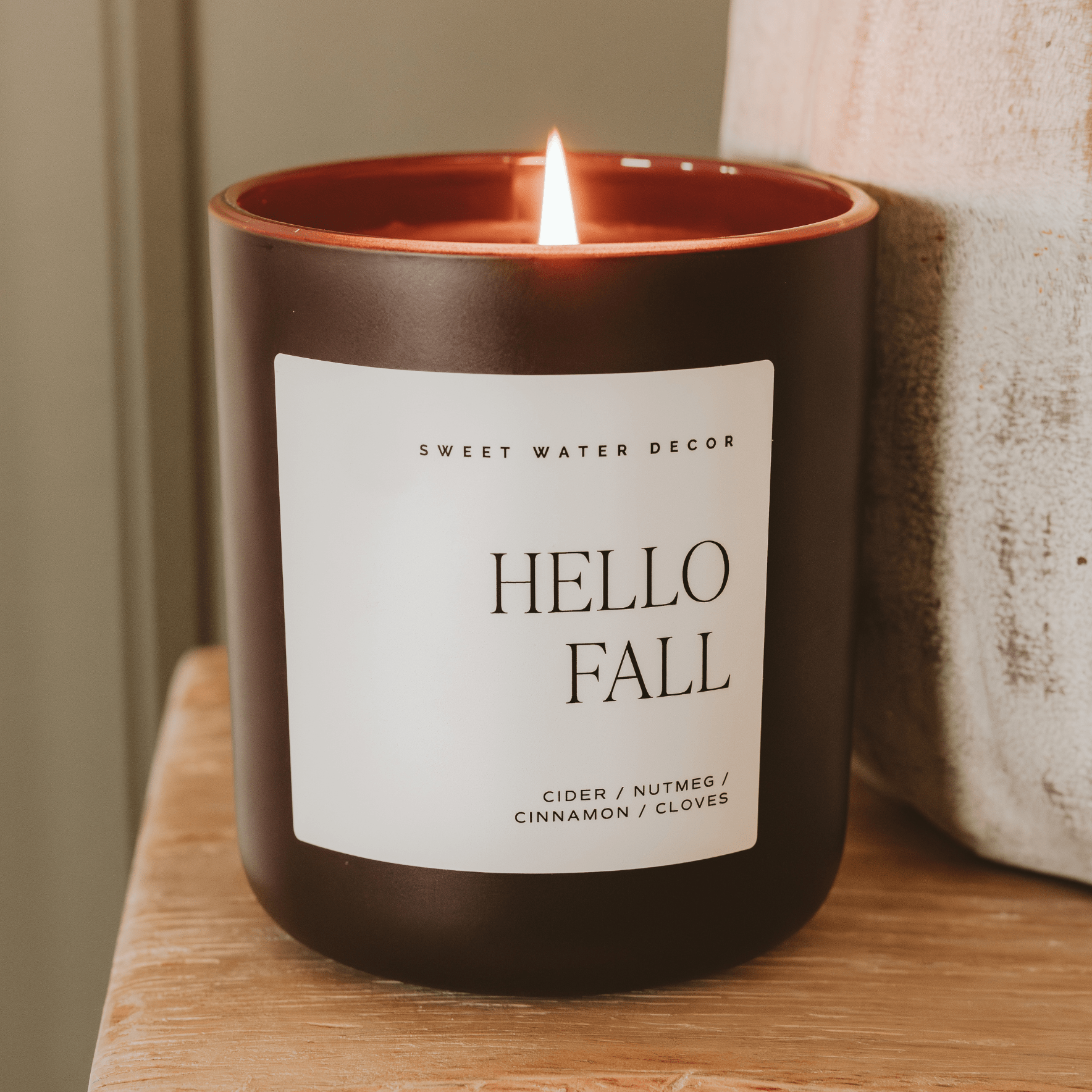 Hello Fall Soy Candle (15oz Brown Matte Jar)