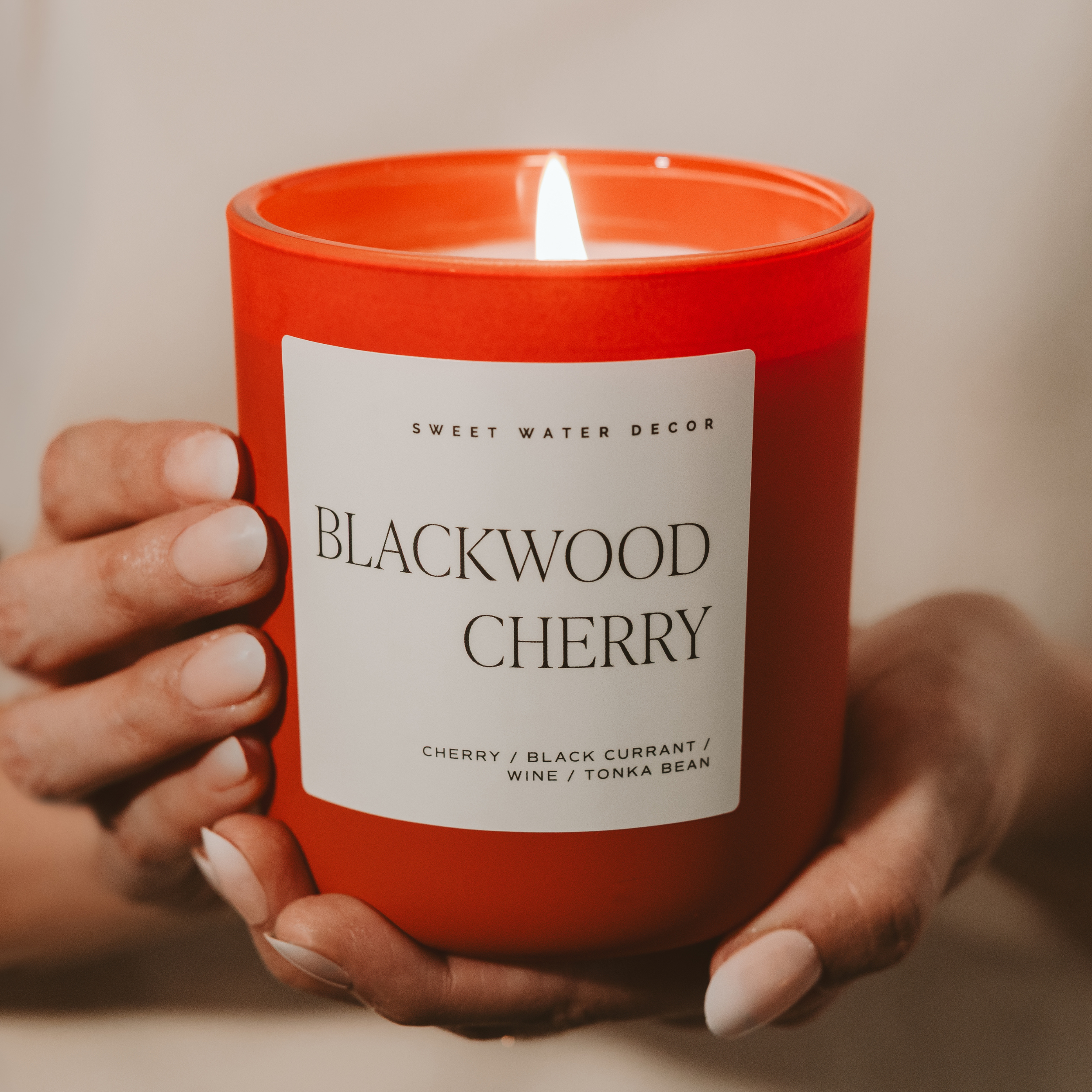 Blackwood Cherry Soy Candle (15 oz Red Matte Jar)