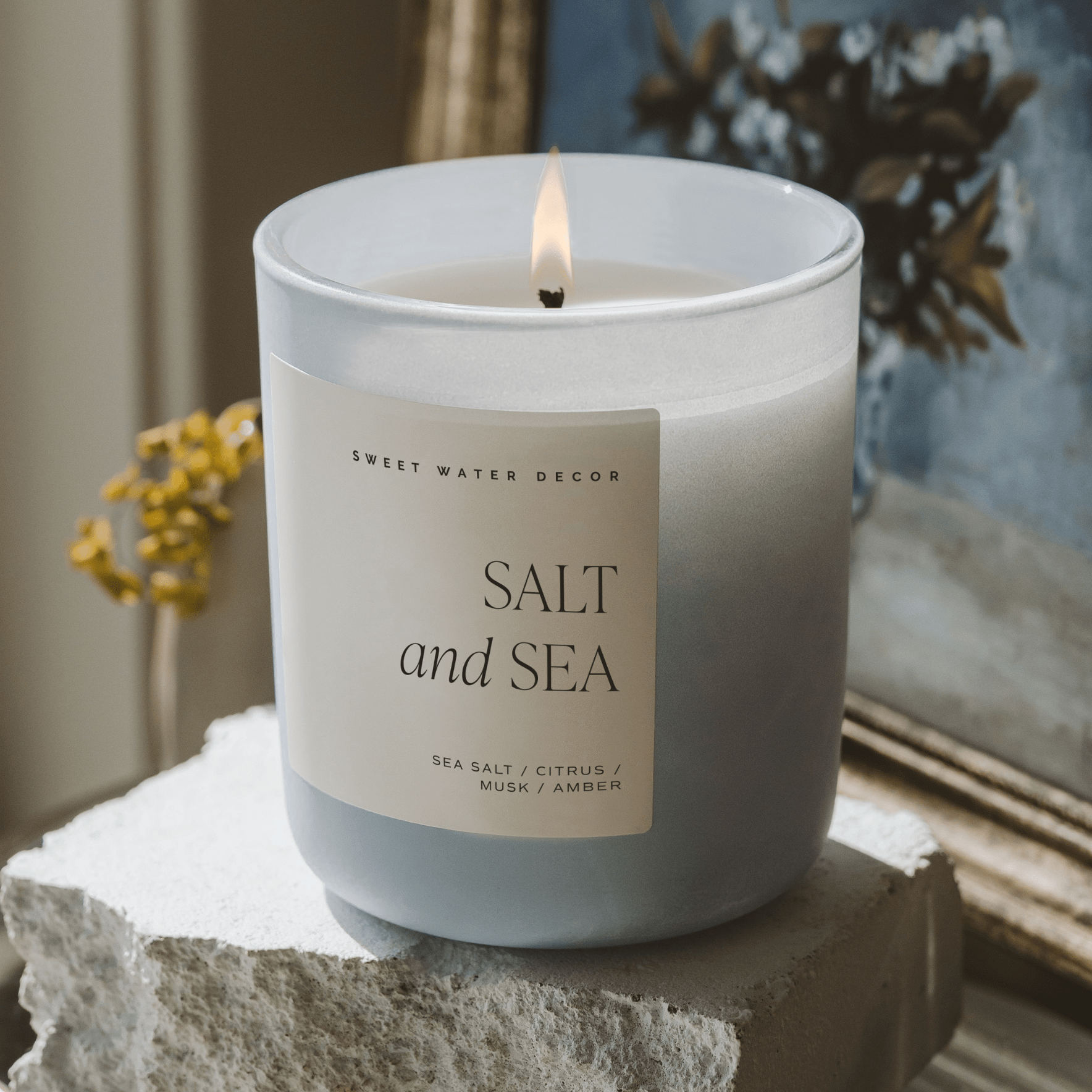 Salt and Sea Soy Candle (15 oz Blue Matte Jar)