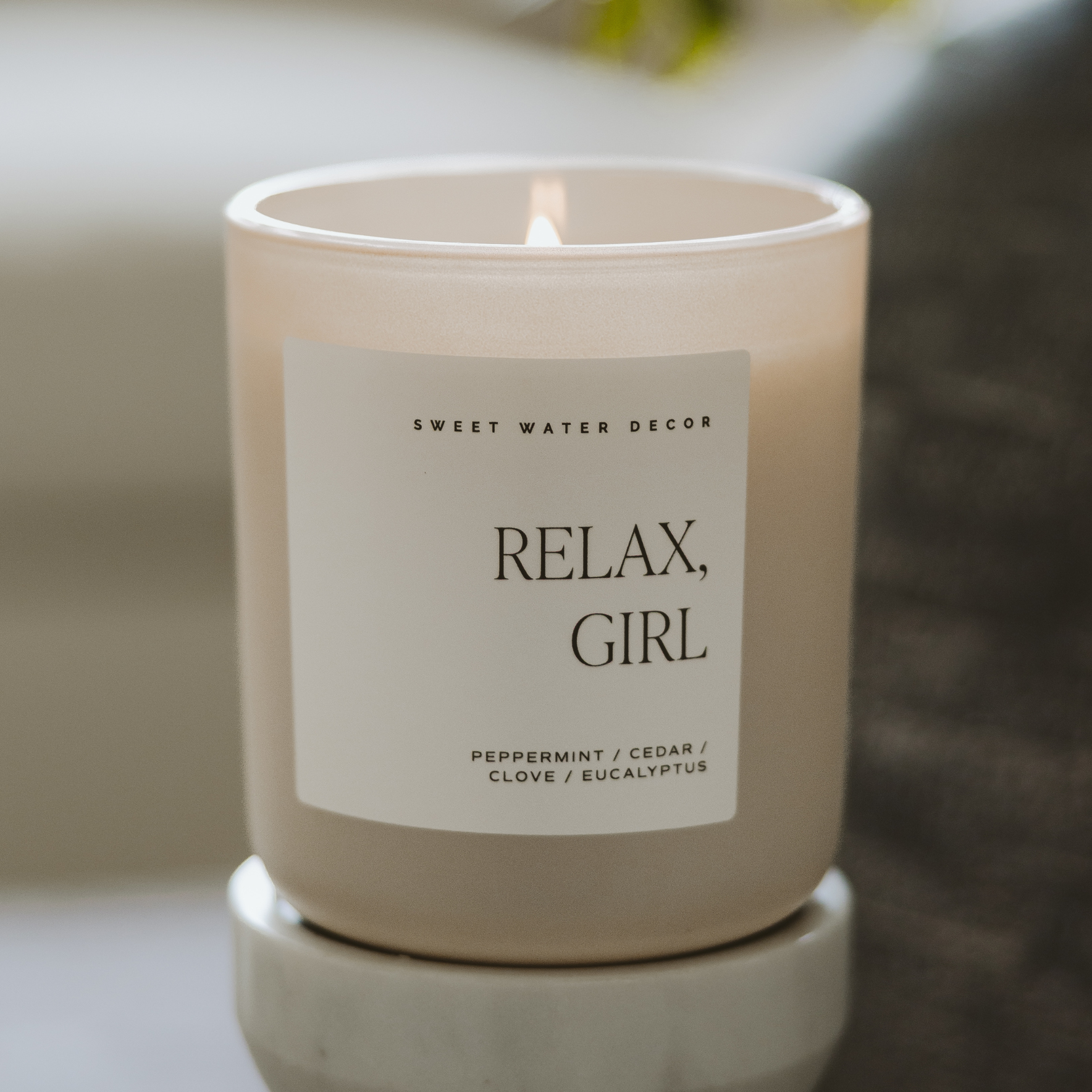 Relax Girl Soy Candle (Tan Matte Jar 15 oz - Relaxation)