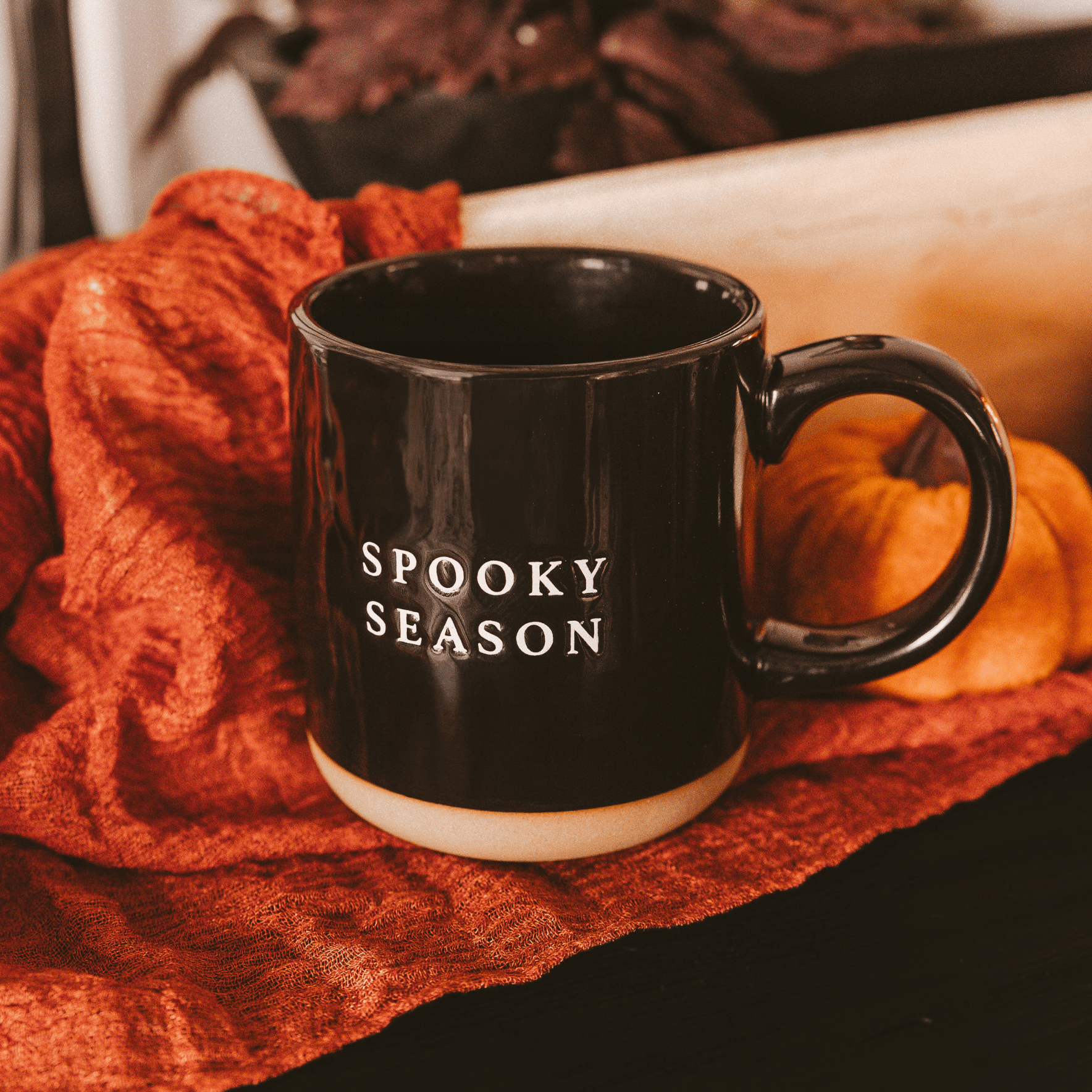 Spooky Season Black Stoneware Coffee Mug (14oz)