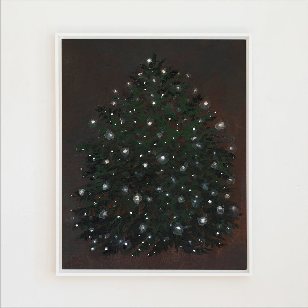 Christmas Tree with Lights Canvas Wall Art