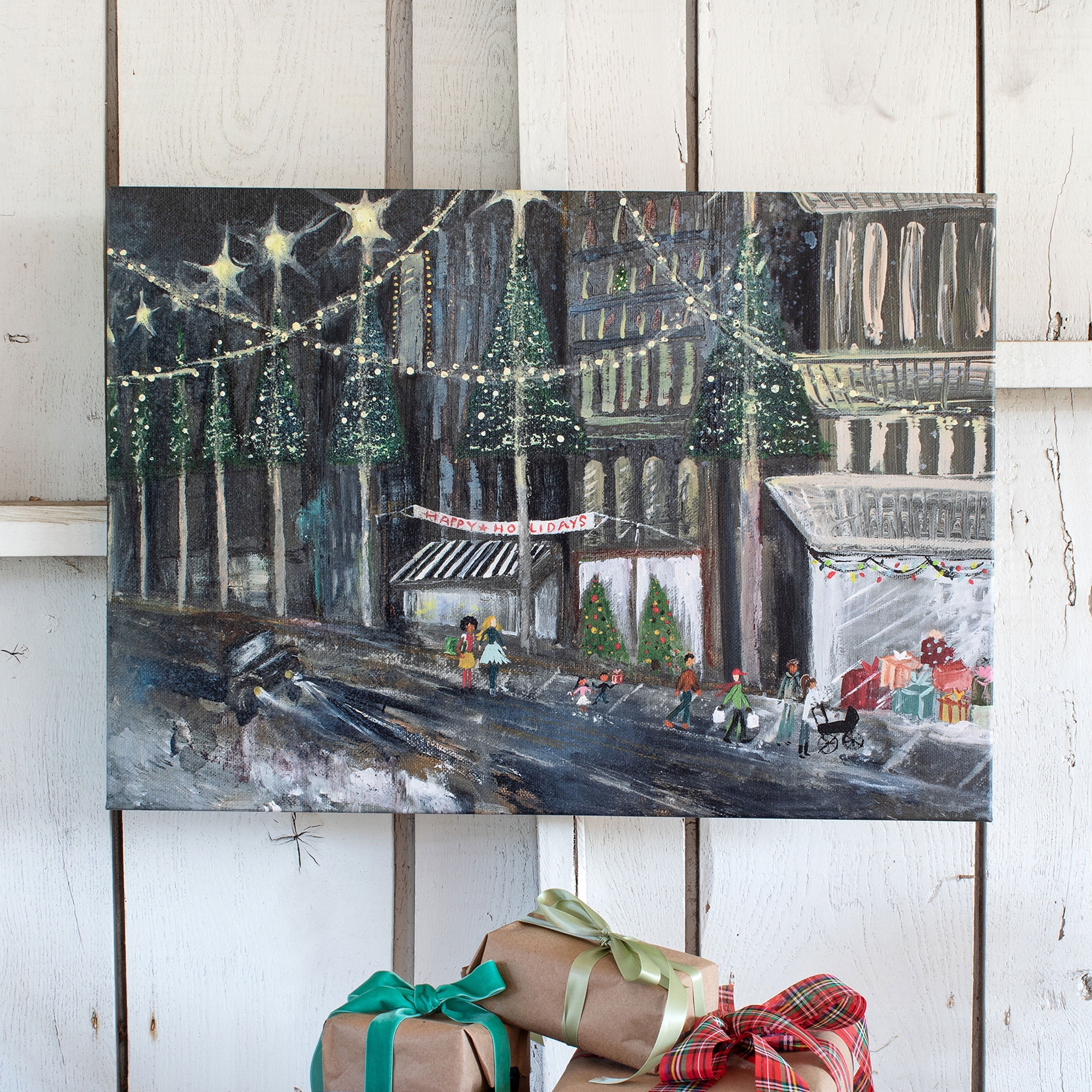 Christmastime in the City Canvas Wall Art