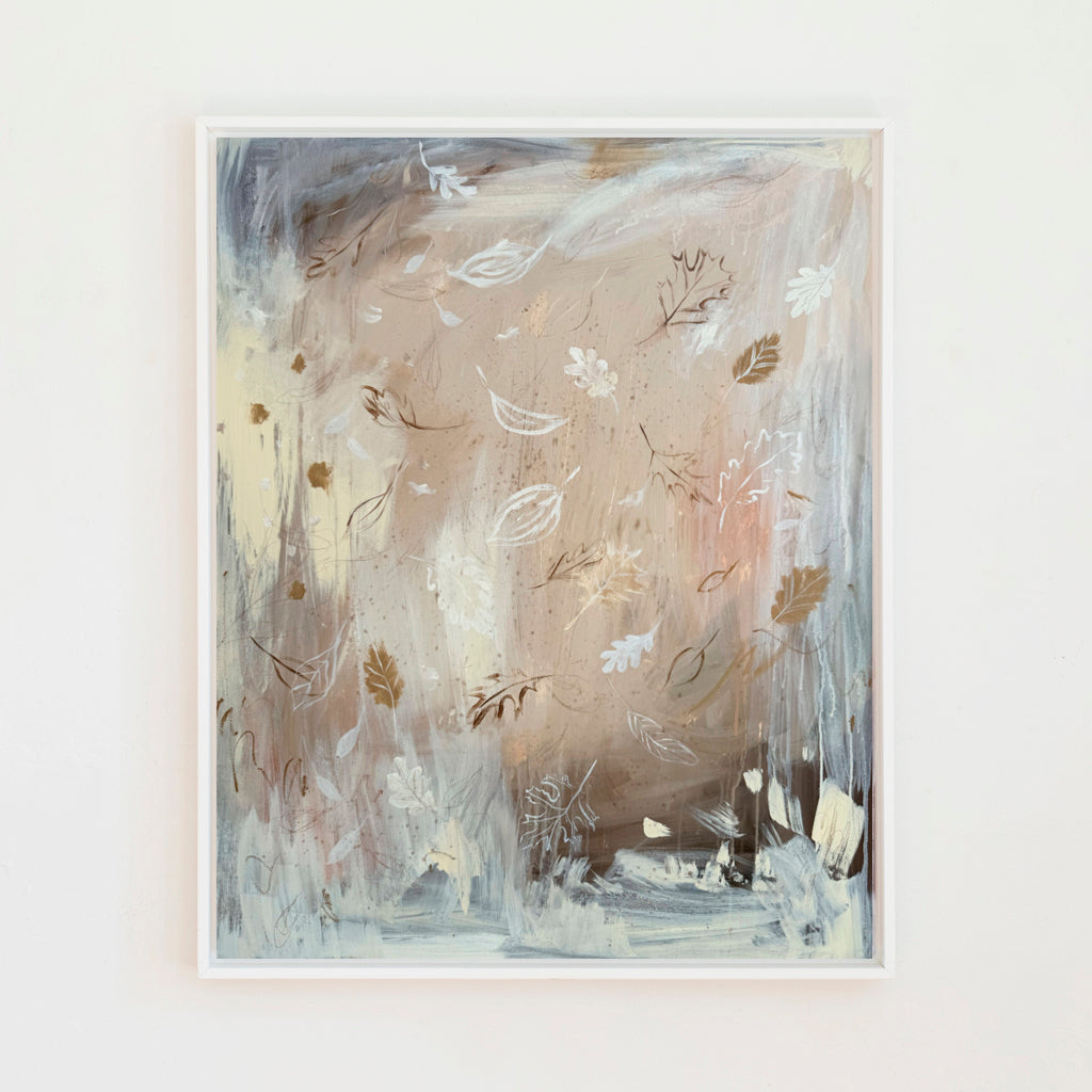 Creamy Leaves Canvas Wall Art